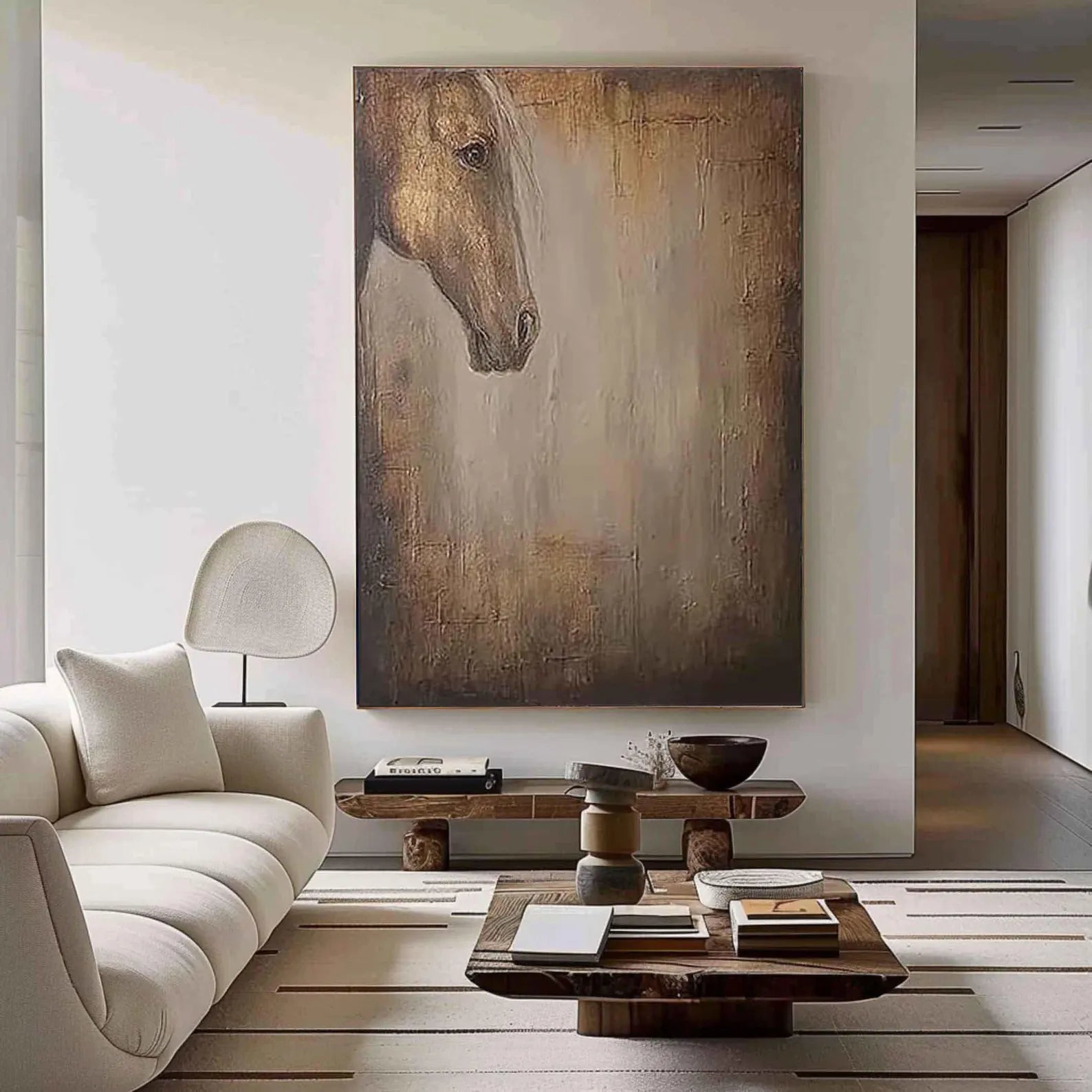 Textured Equine Grandeur | Brown Beige