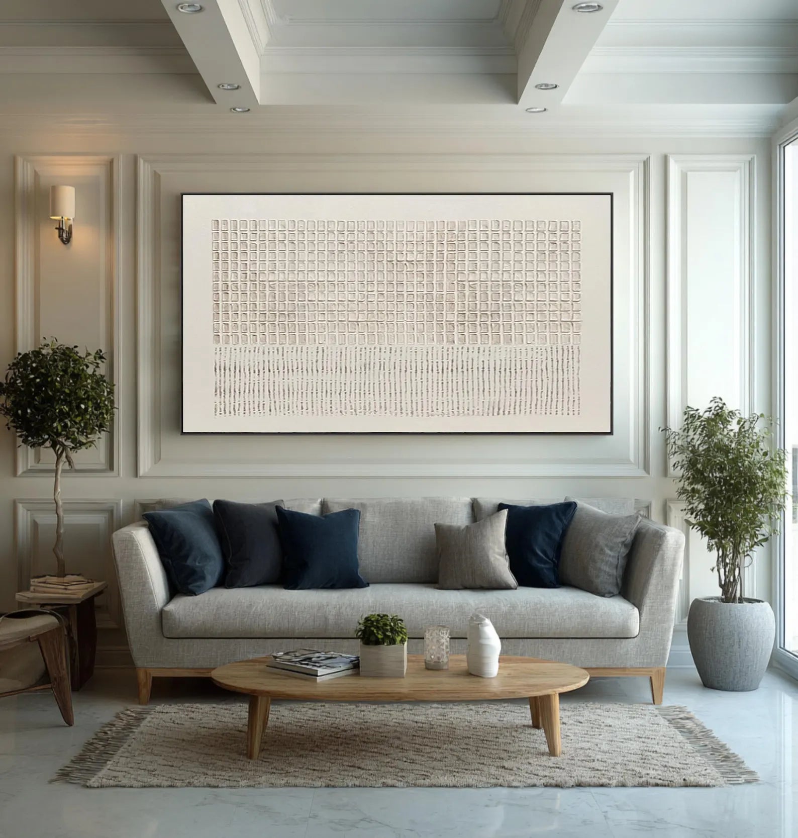 Textured Grid & Linear Art | Understated Luxury