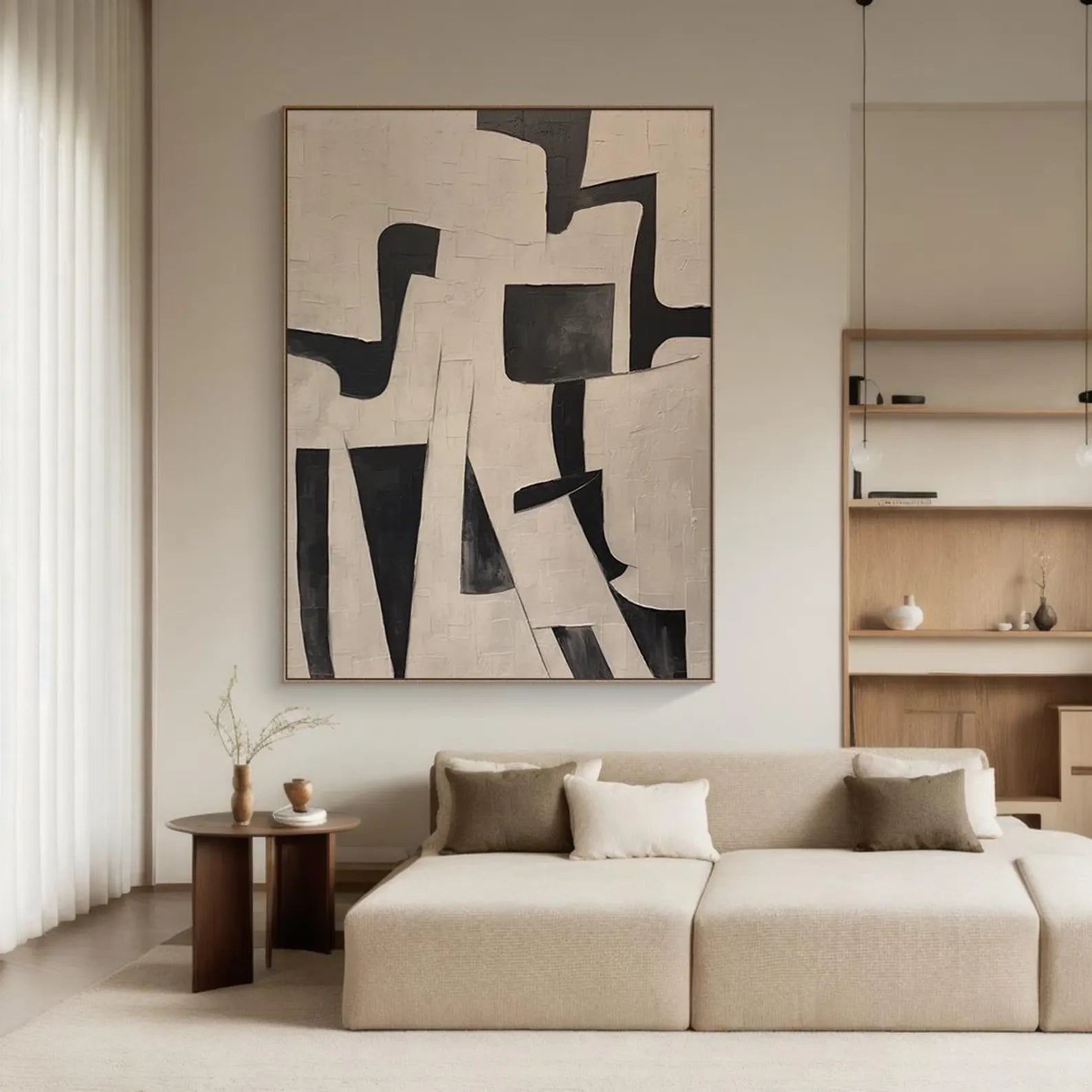 Textured Geometric Simplicity | Black Beige