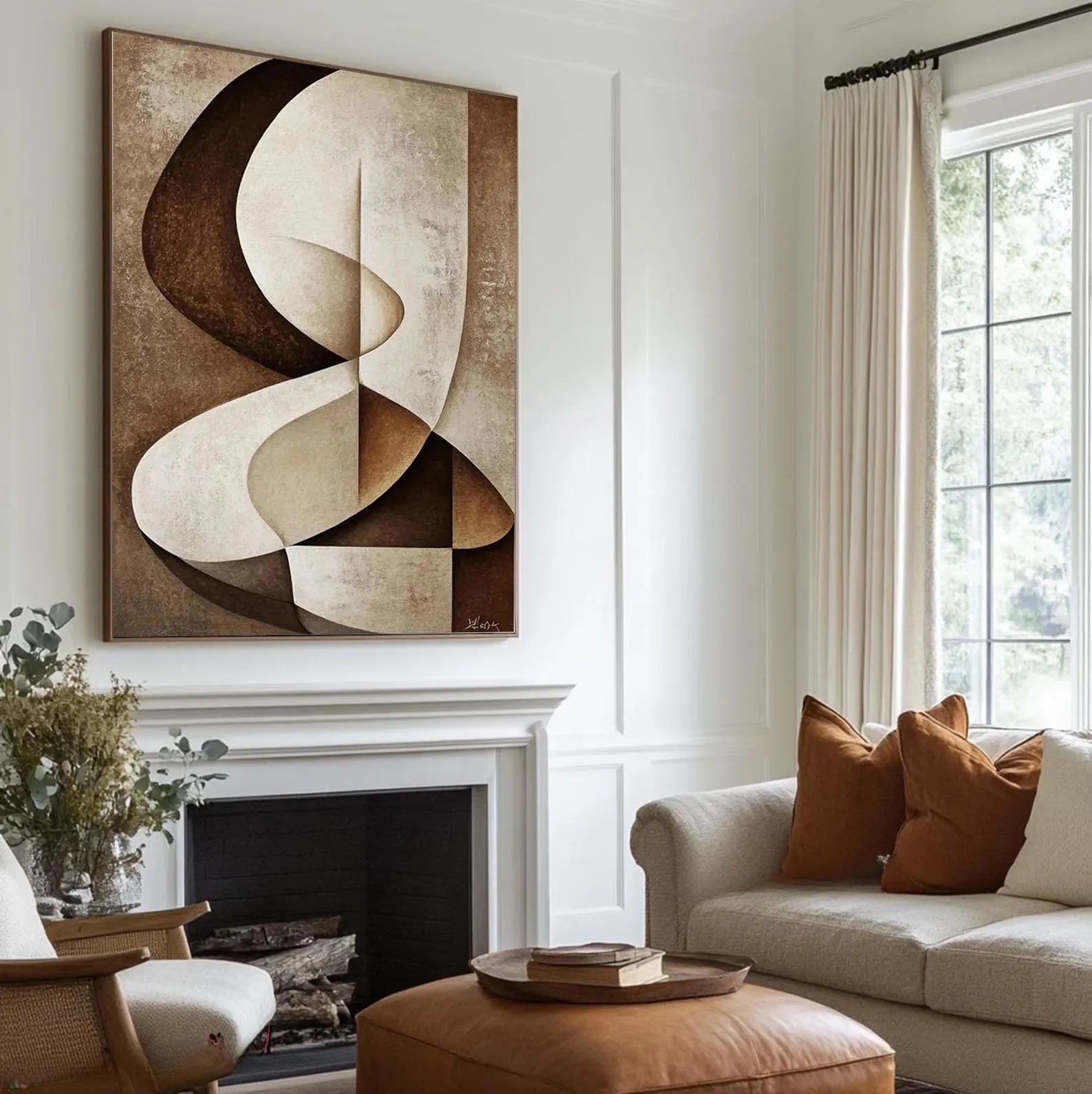 Textured Geometric Serenity | Umber Curves