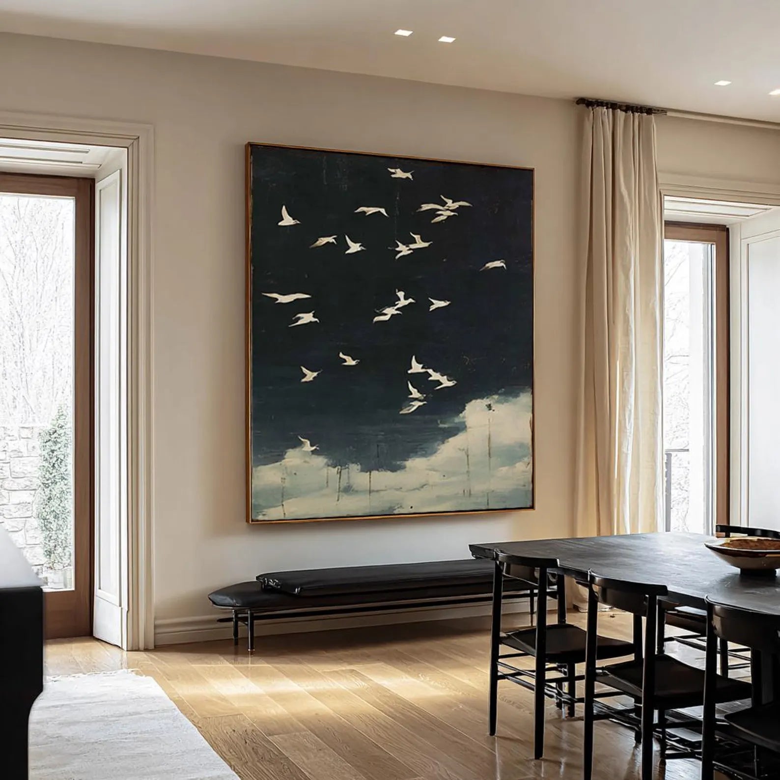 Textured Avian Nocturne | Ebony Skies