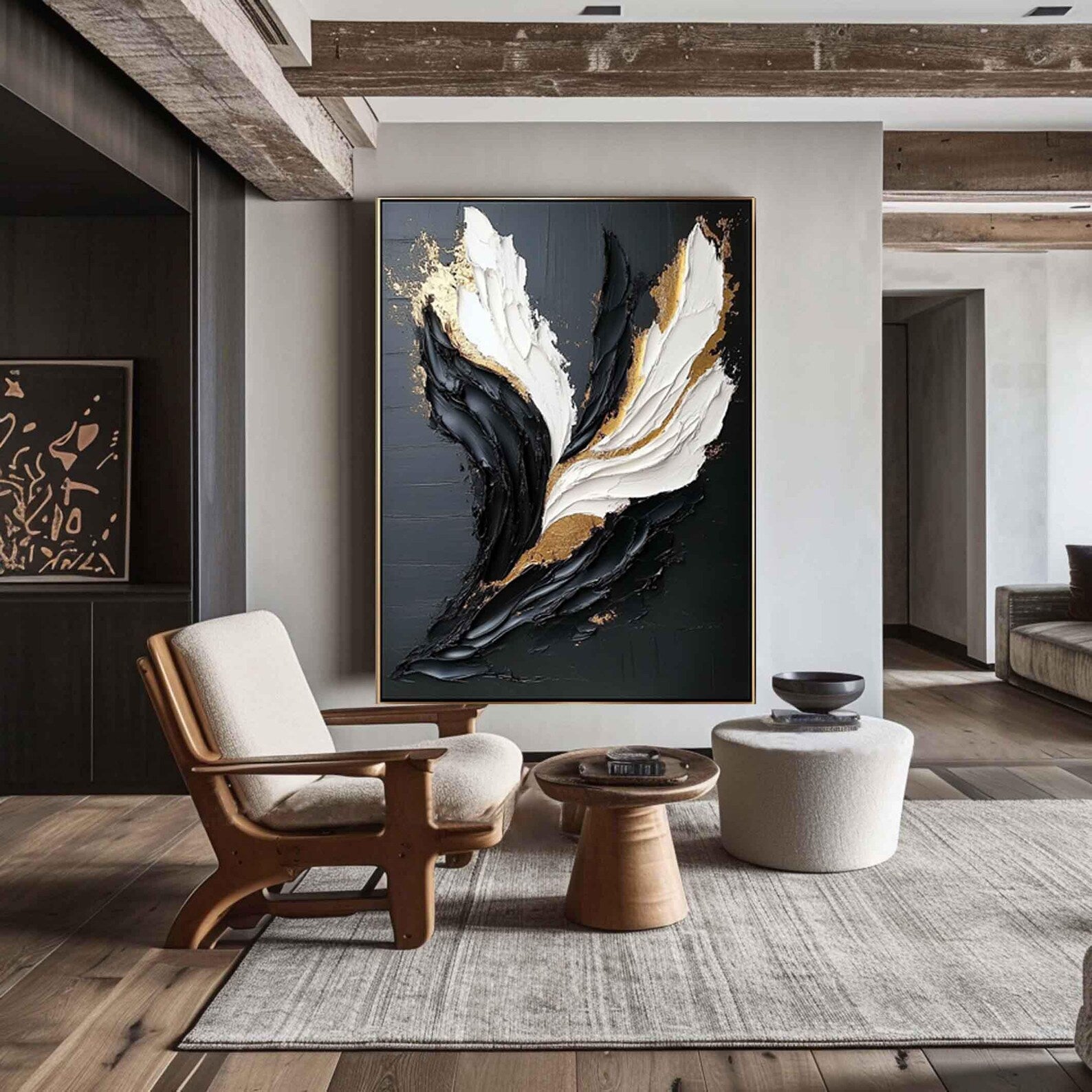 Textured Leaf Luxury | Black Gold