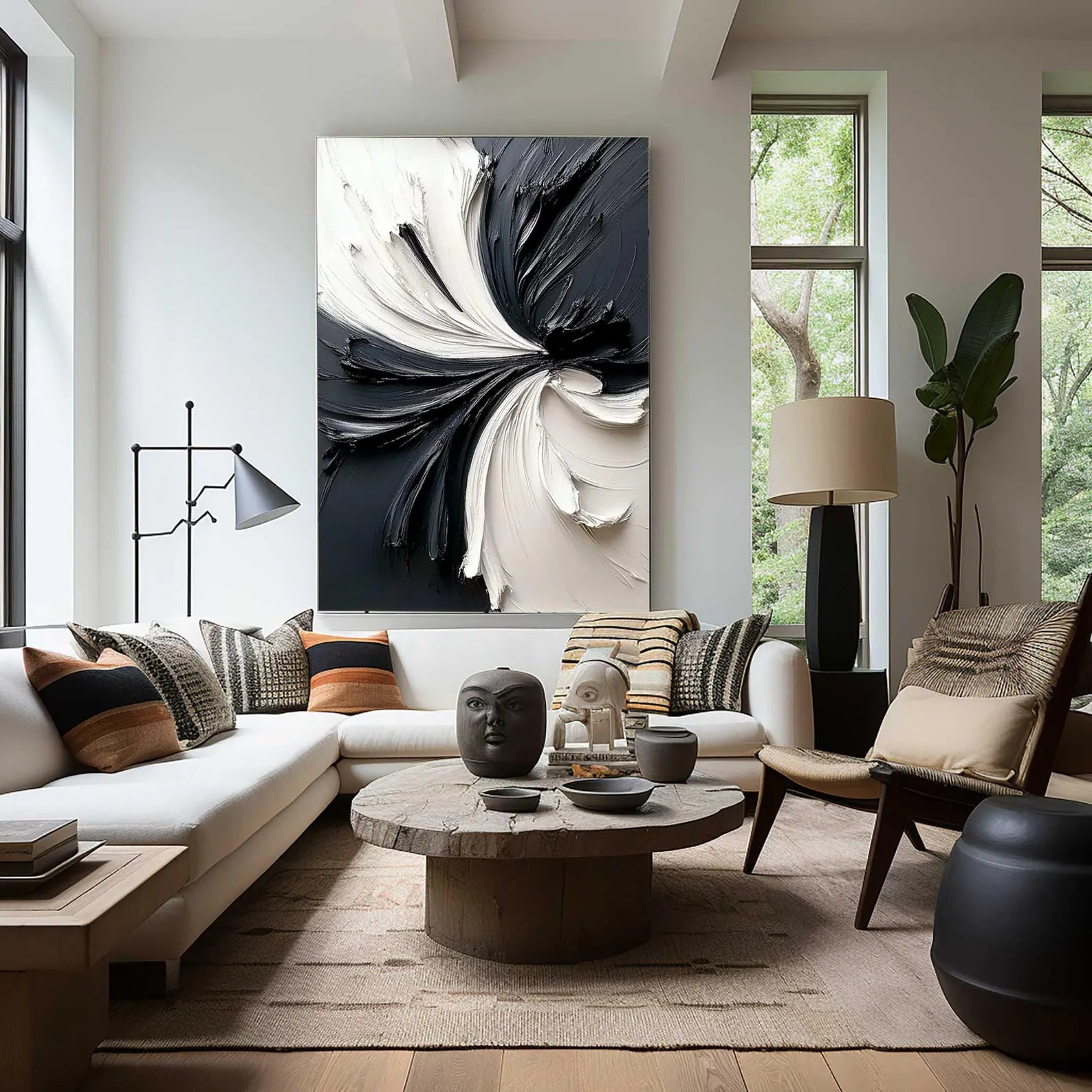 Textured Floral Drama | Black White