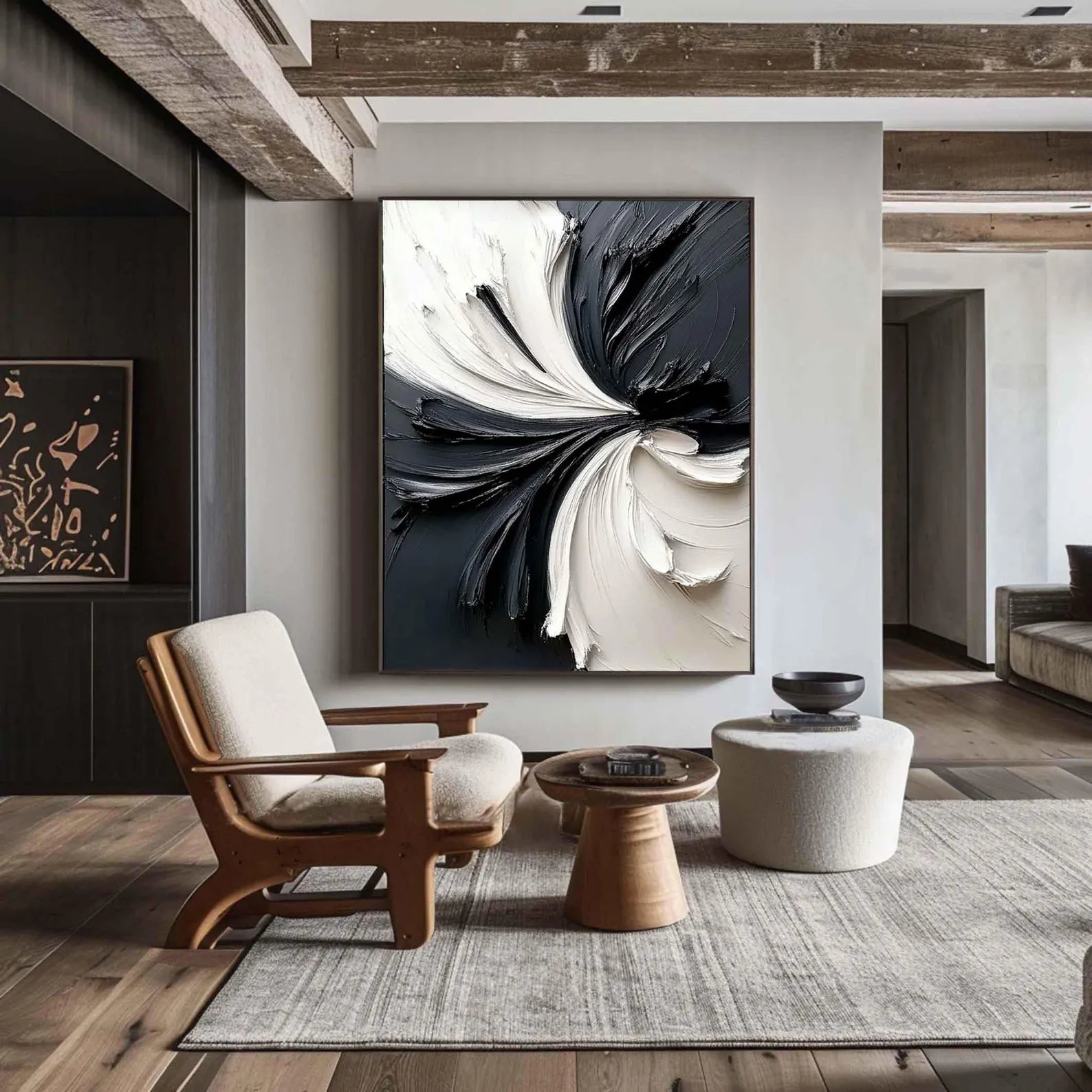 Textured Floral Drama | Black White