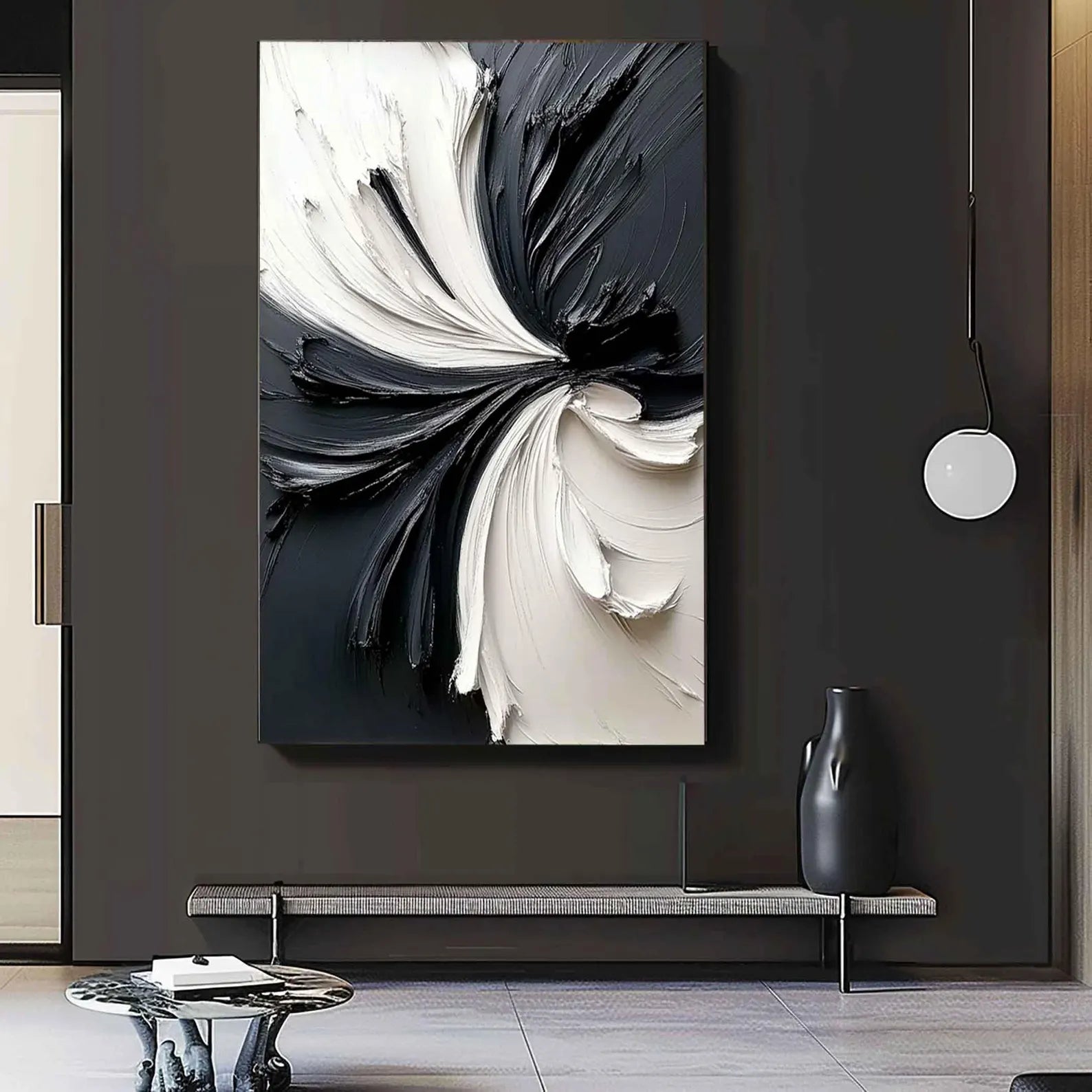 Textured Floral Drama | Black White