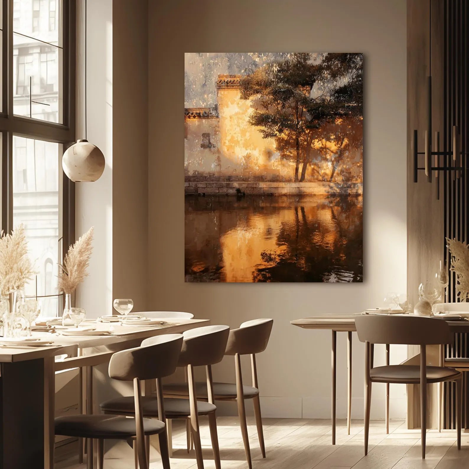 Textured Waterscape Opulence | Amber Reflections