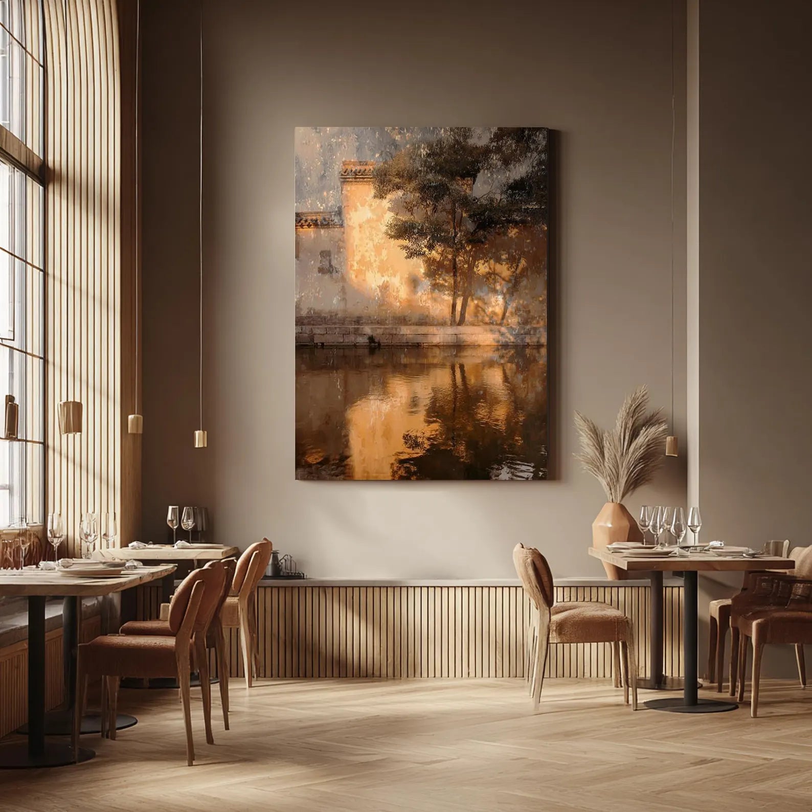 Textured Waterscape Opulence | Amber Reflections