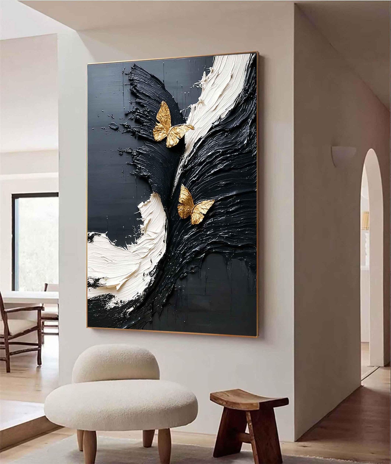 Textured Butterfly Opulence | Black Gold