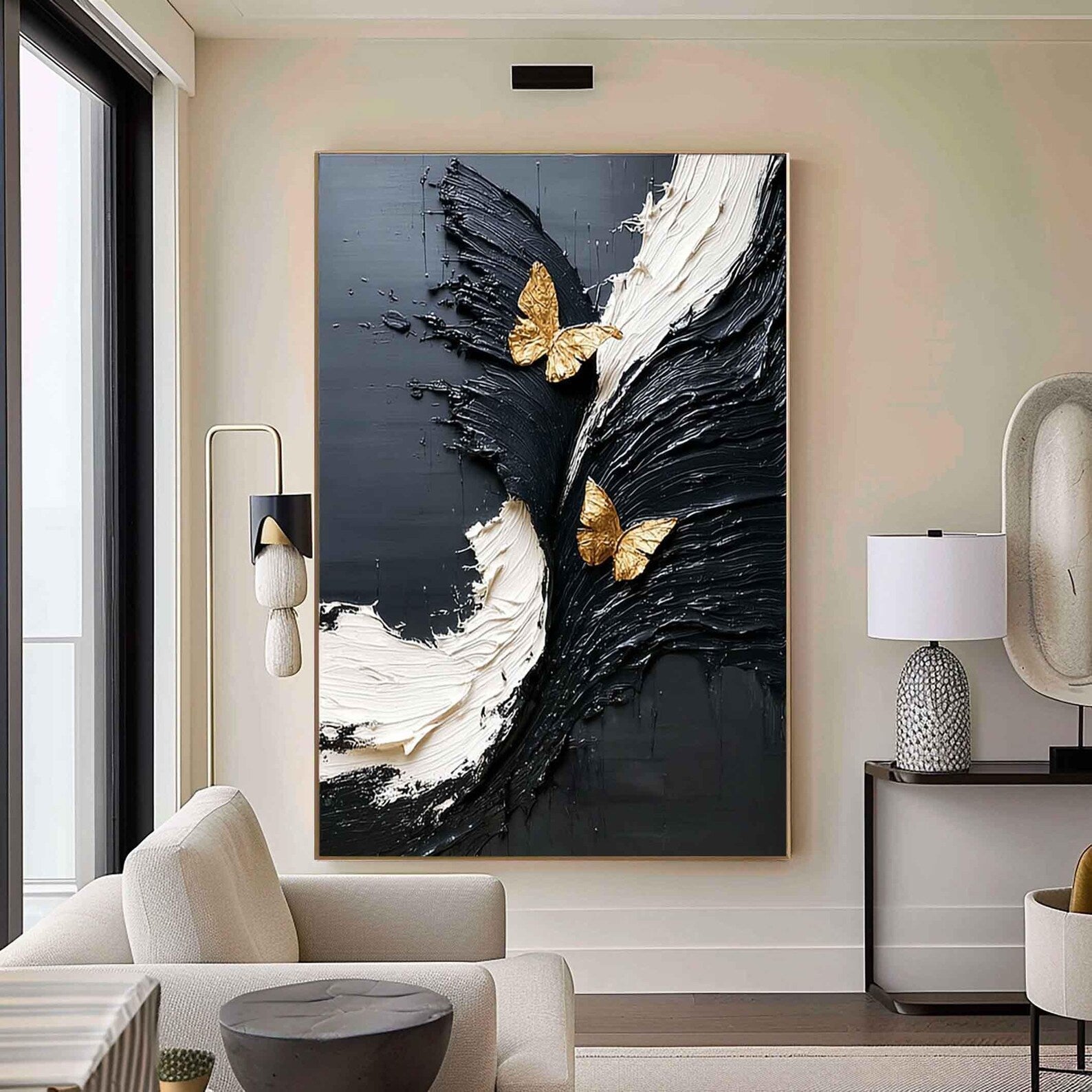 Textured Butterfly Opulence | Black Gold