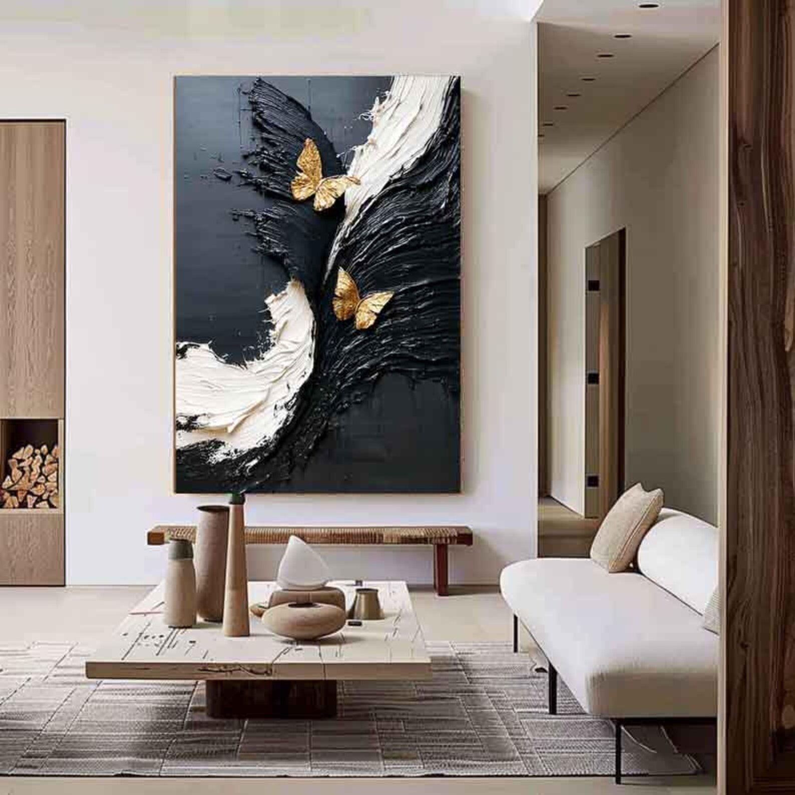 Textured Butterfly Opulence | Black Gold