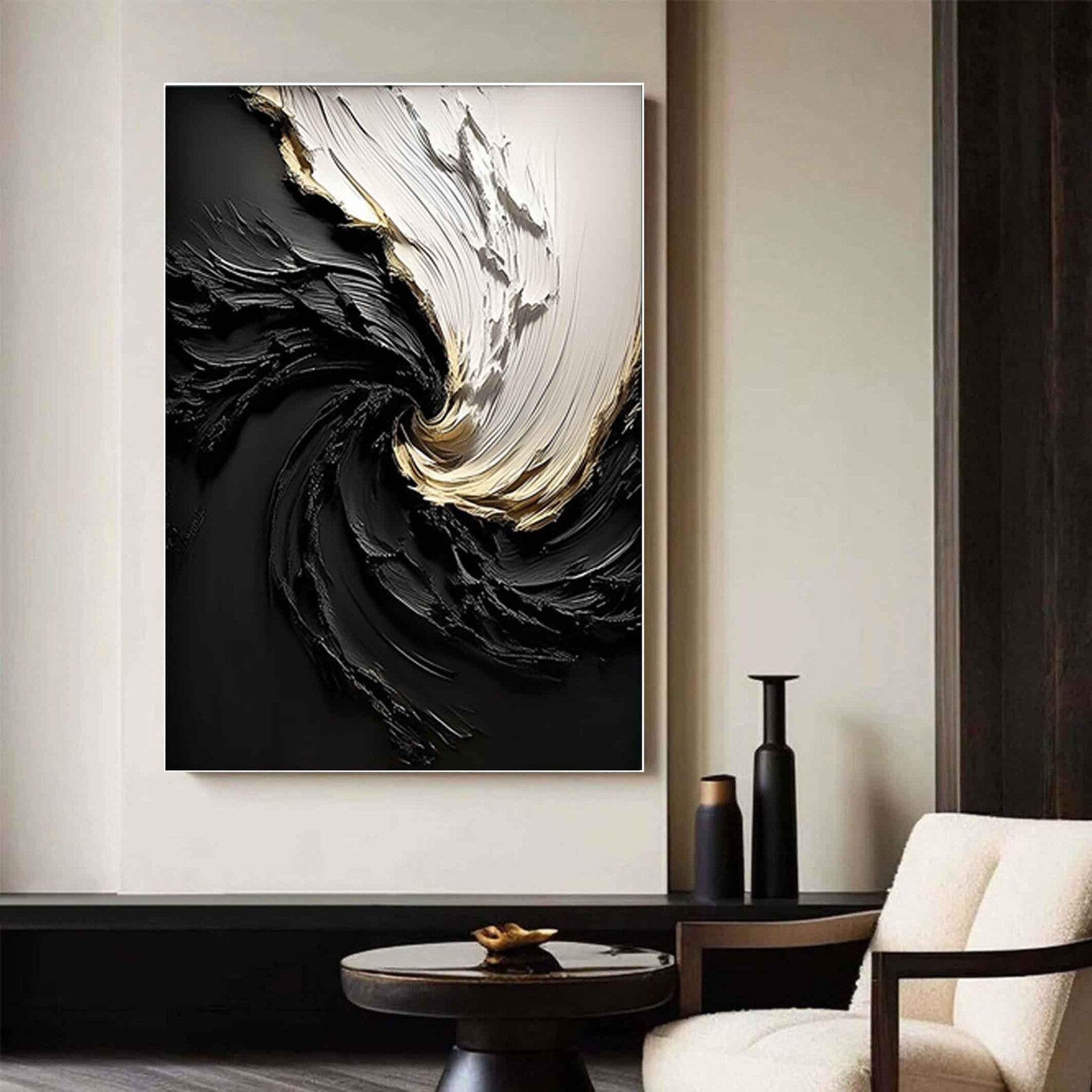 Textured Swirl Luxury | Black Gold