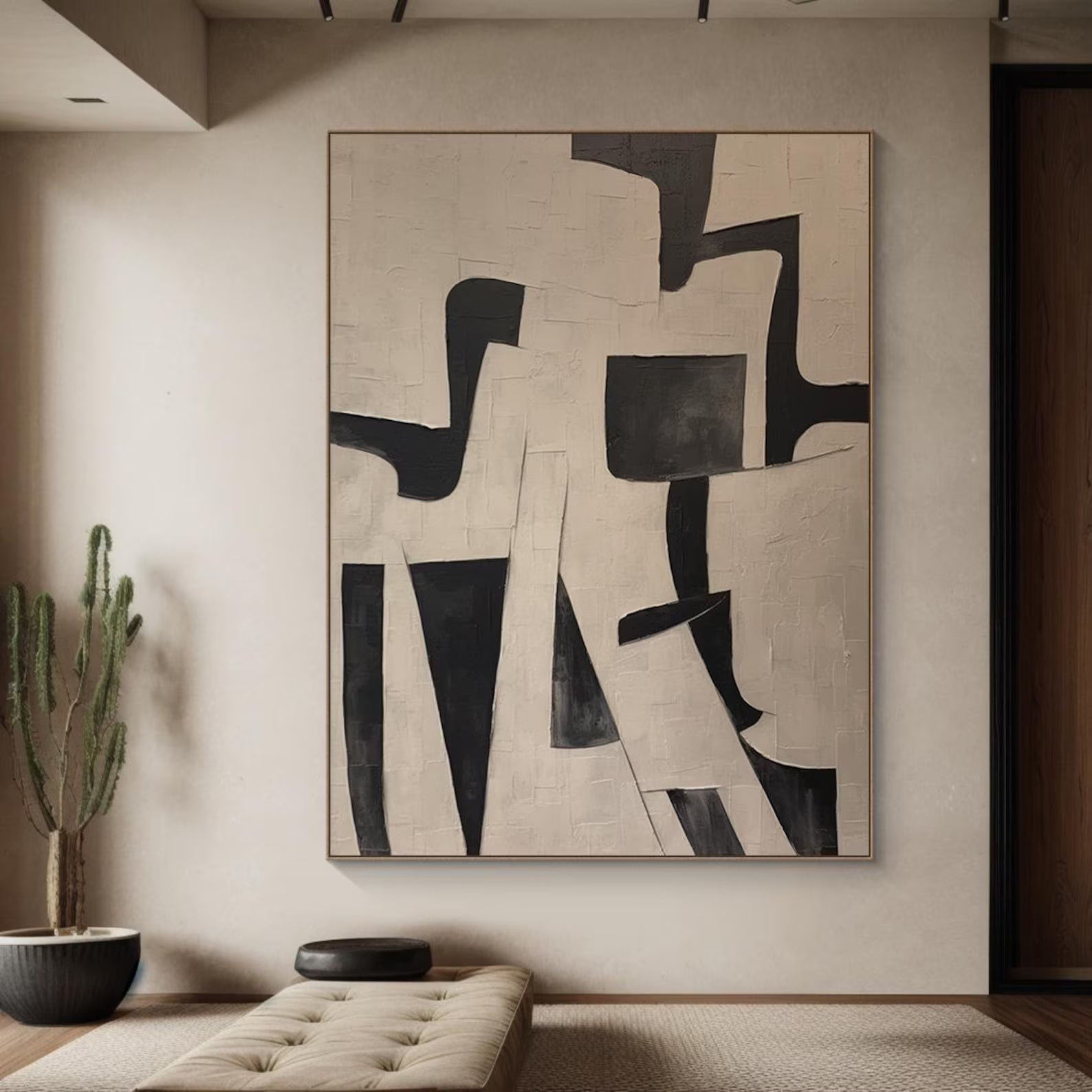 Textured Geometric Simplicity | Black Beige