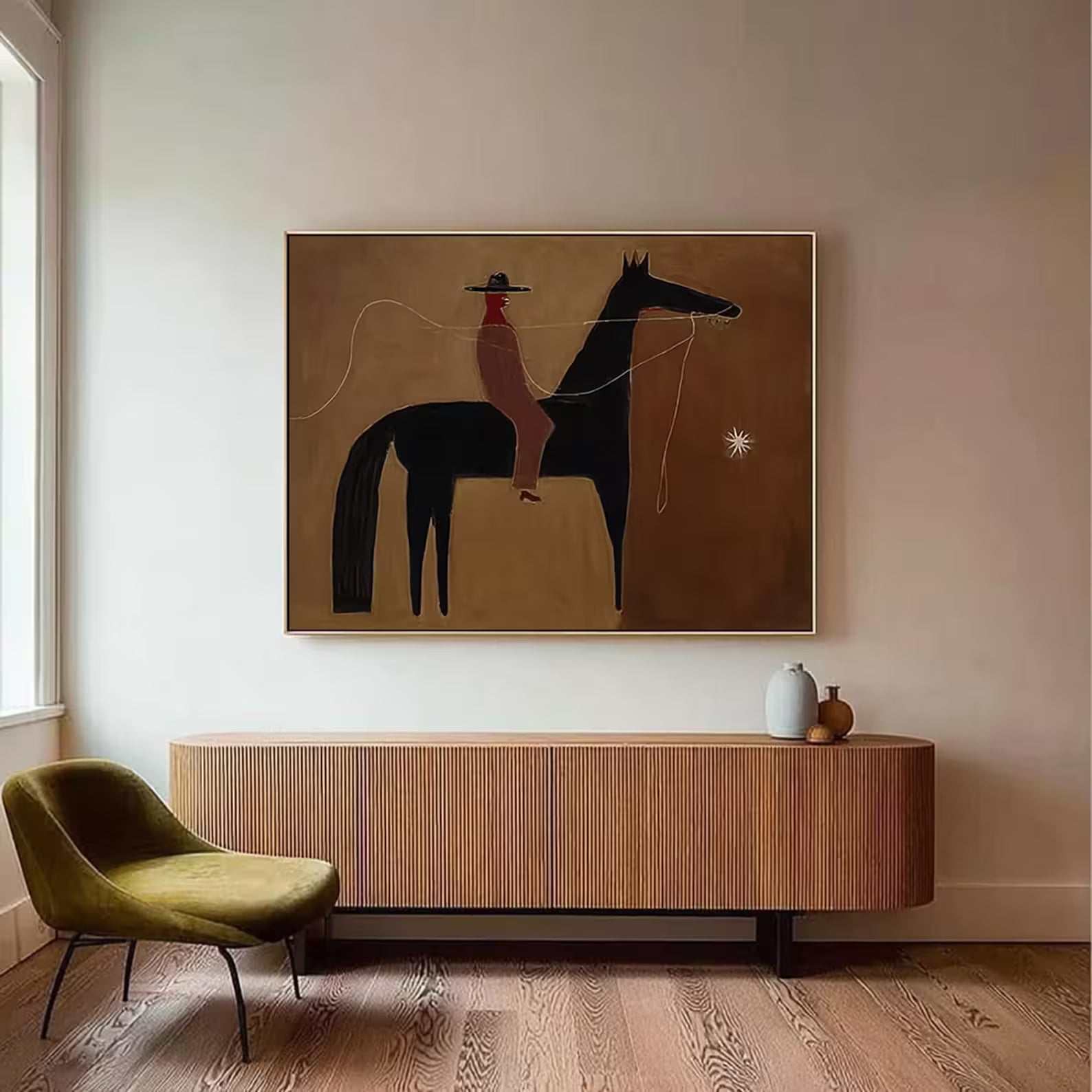 Stylized Equestrian Simplicity | Brown Rider