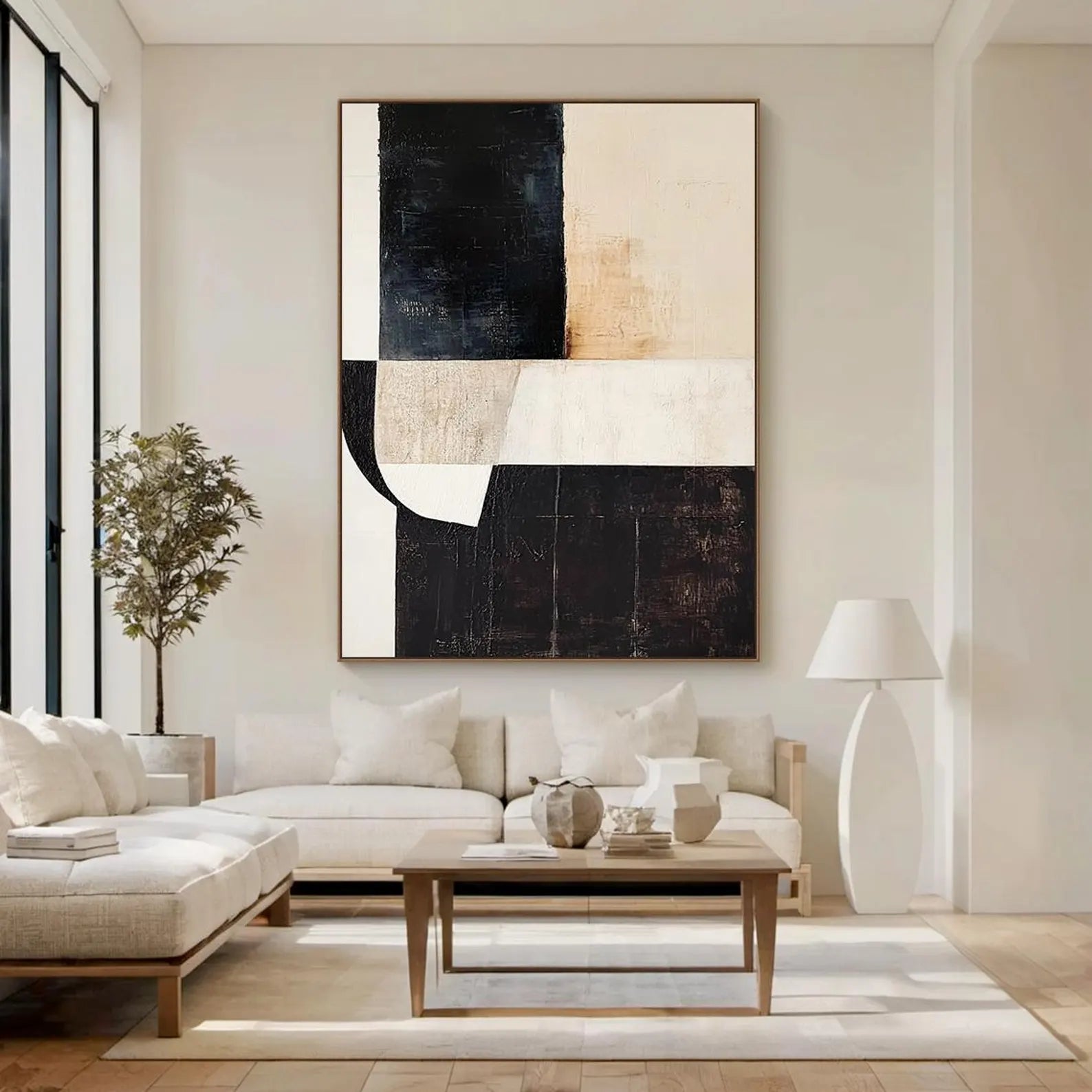 Textured Geometric Opulence | Black Beige