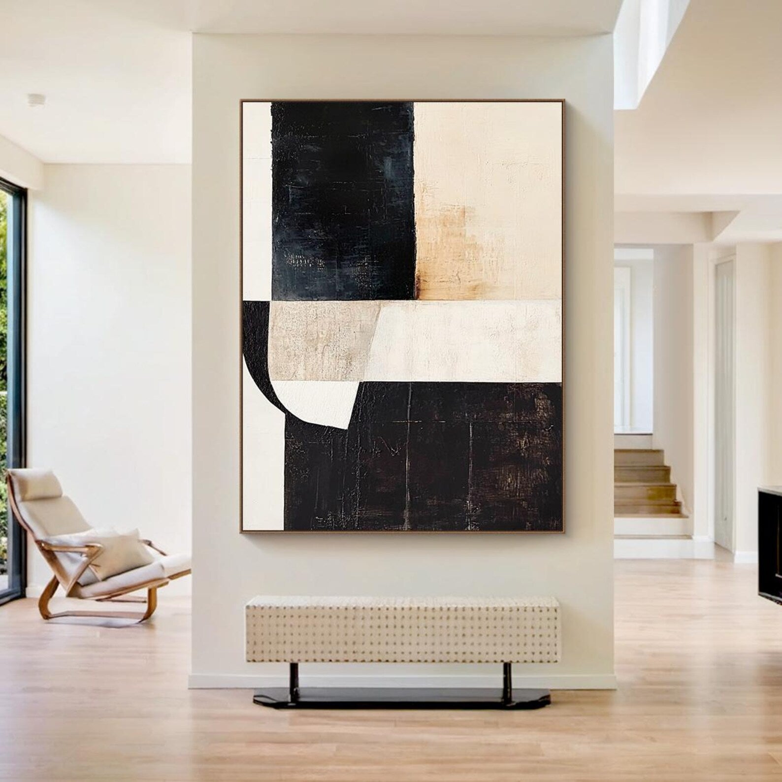 Textured Geometric Opulence | Black Beige