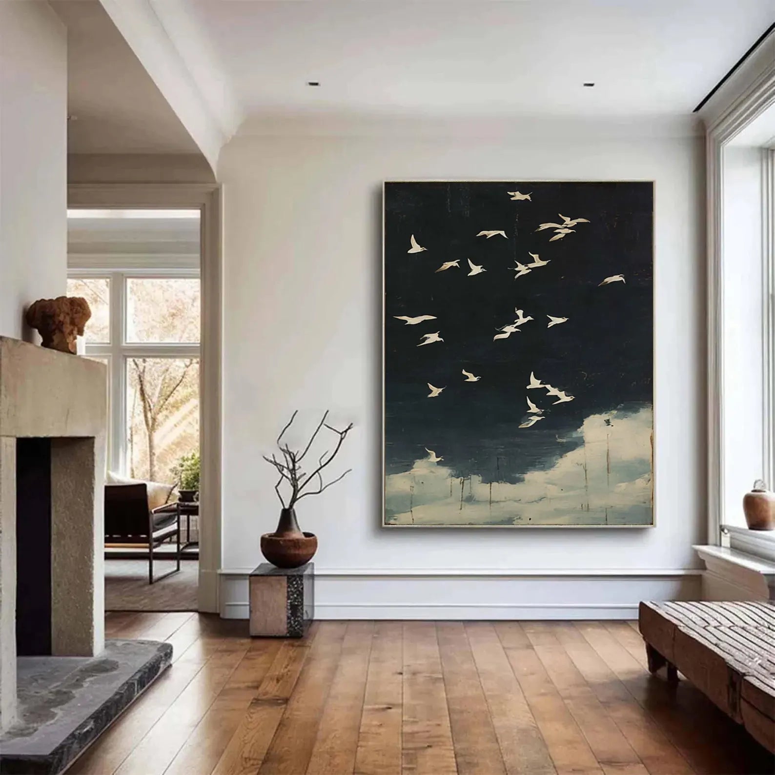 Textured Avian Nocturne | Ebony Skies