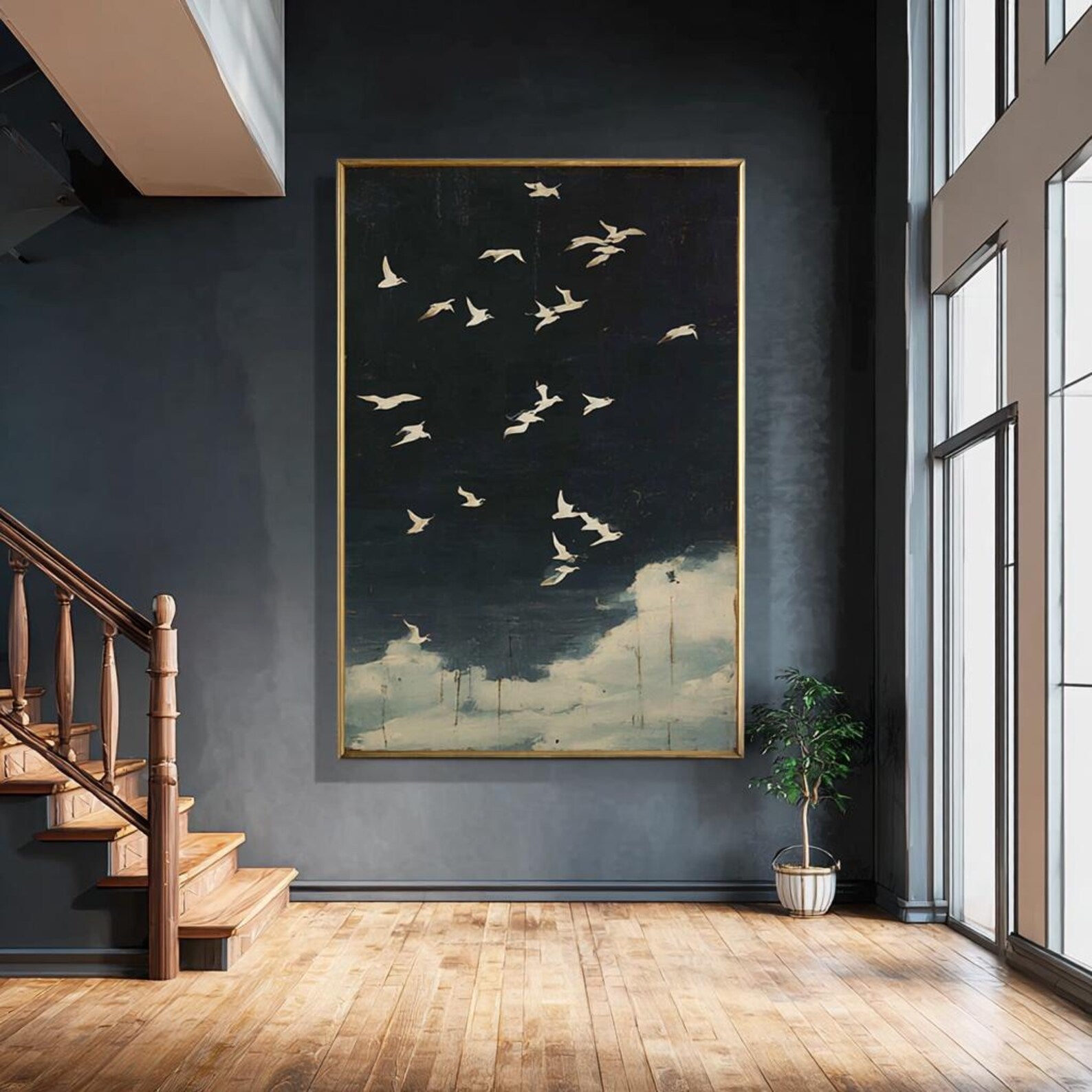 Textured Avian Nocturne | Ebony Skies