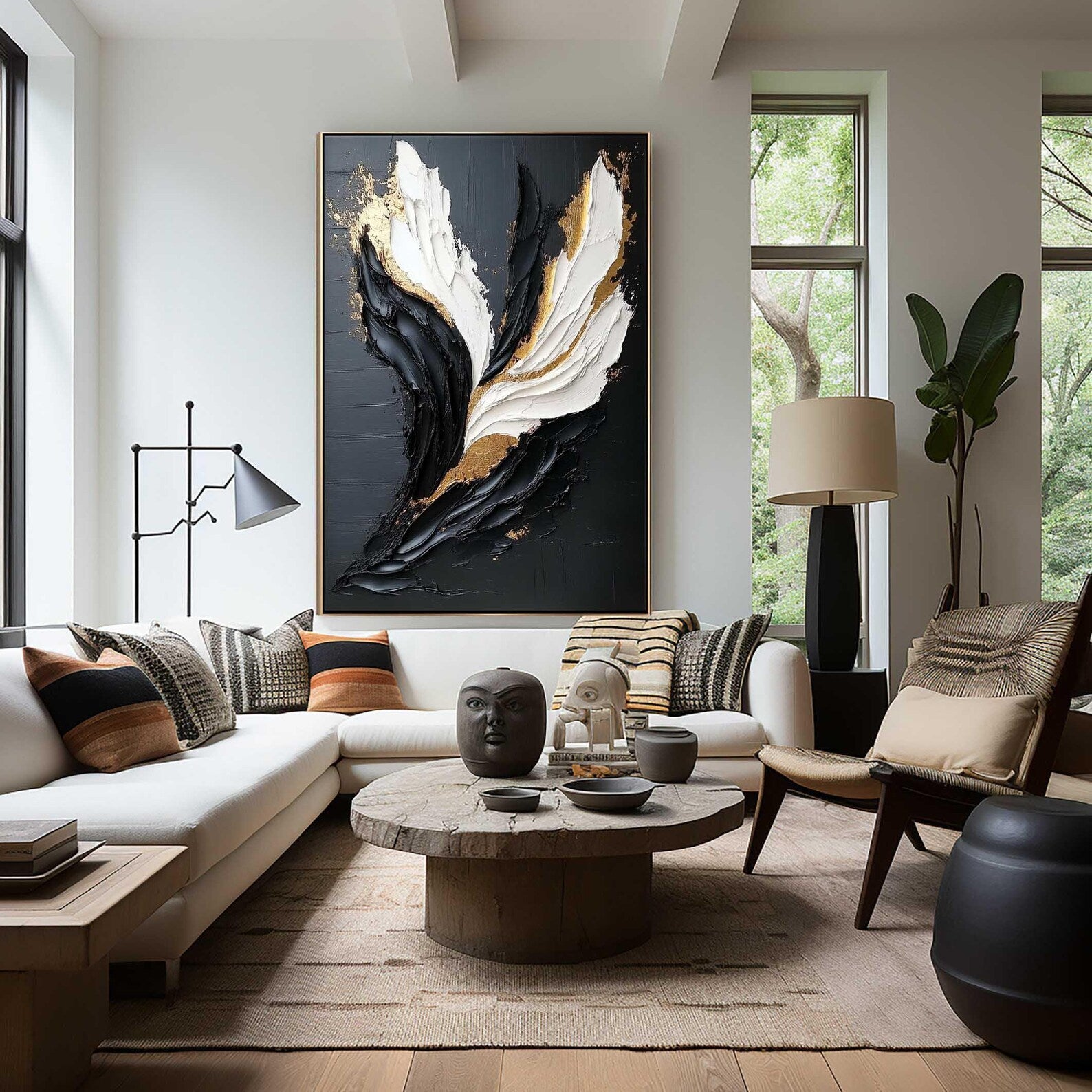 Textured Leaf Luxury | Black Gold