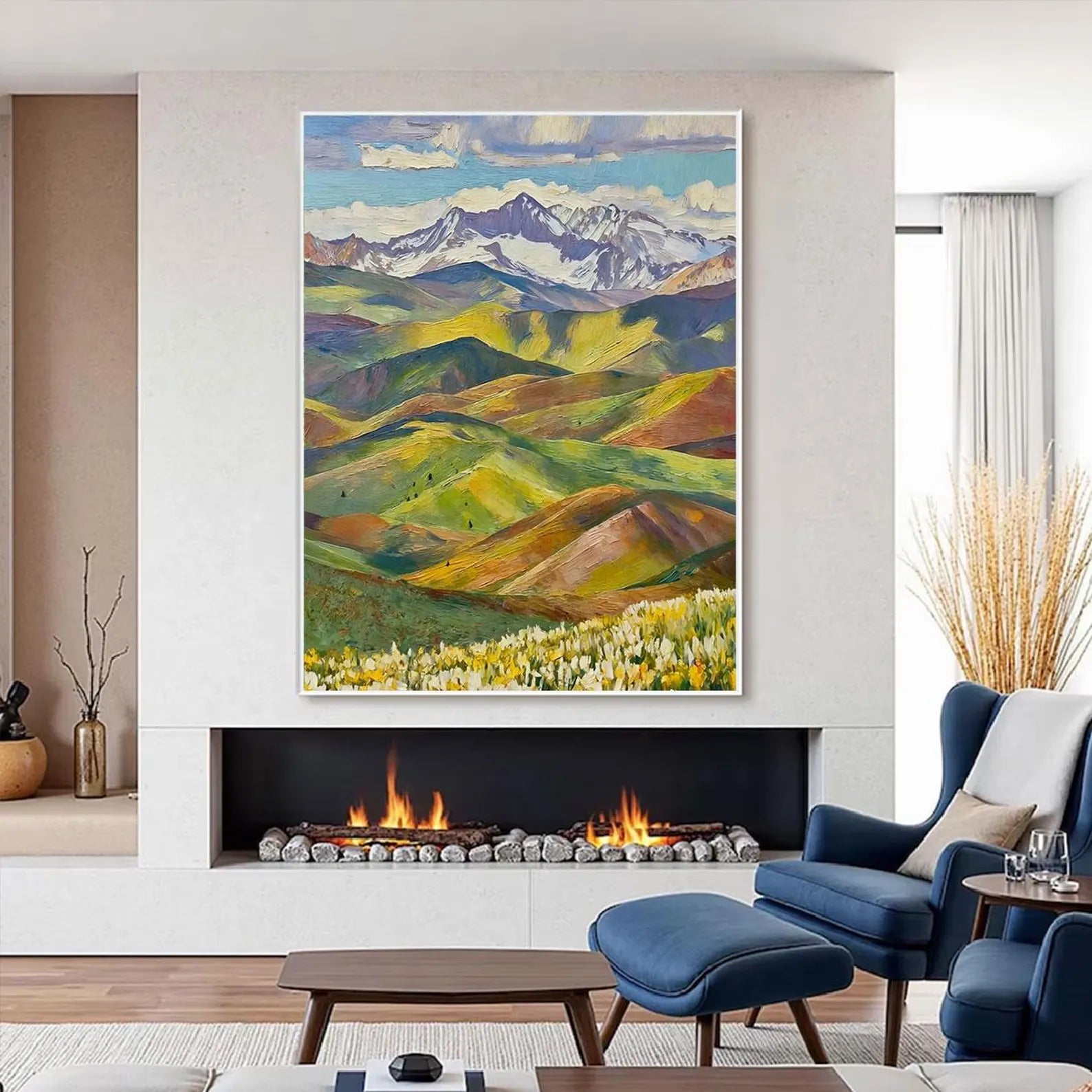 Vibrant Mountain Landscape Art | Bold Vitality