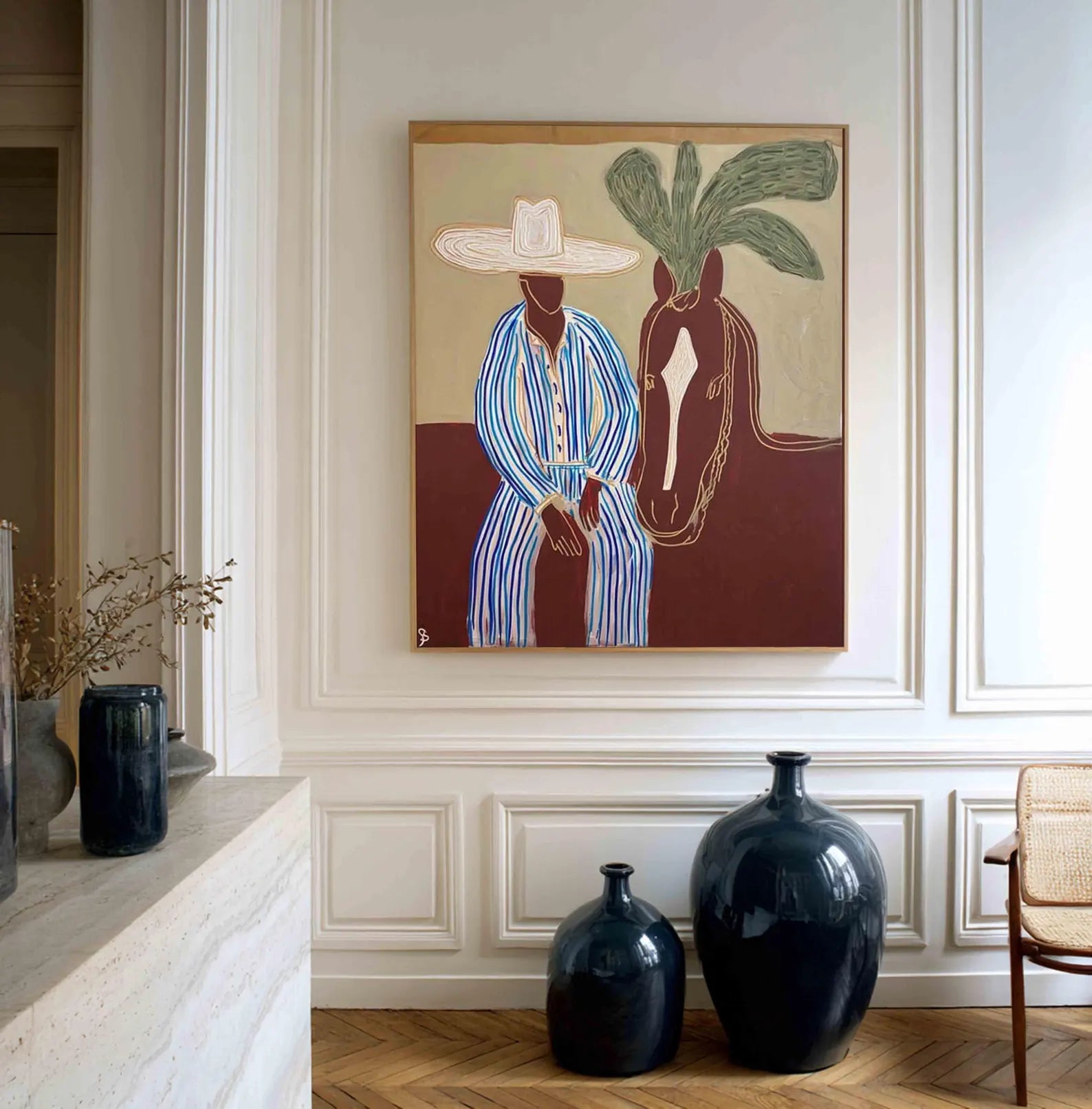 Vibrant Equestrian Duo | Striped Steed