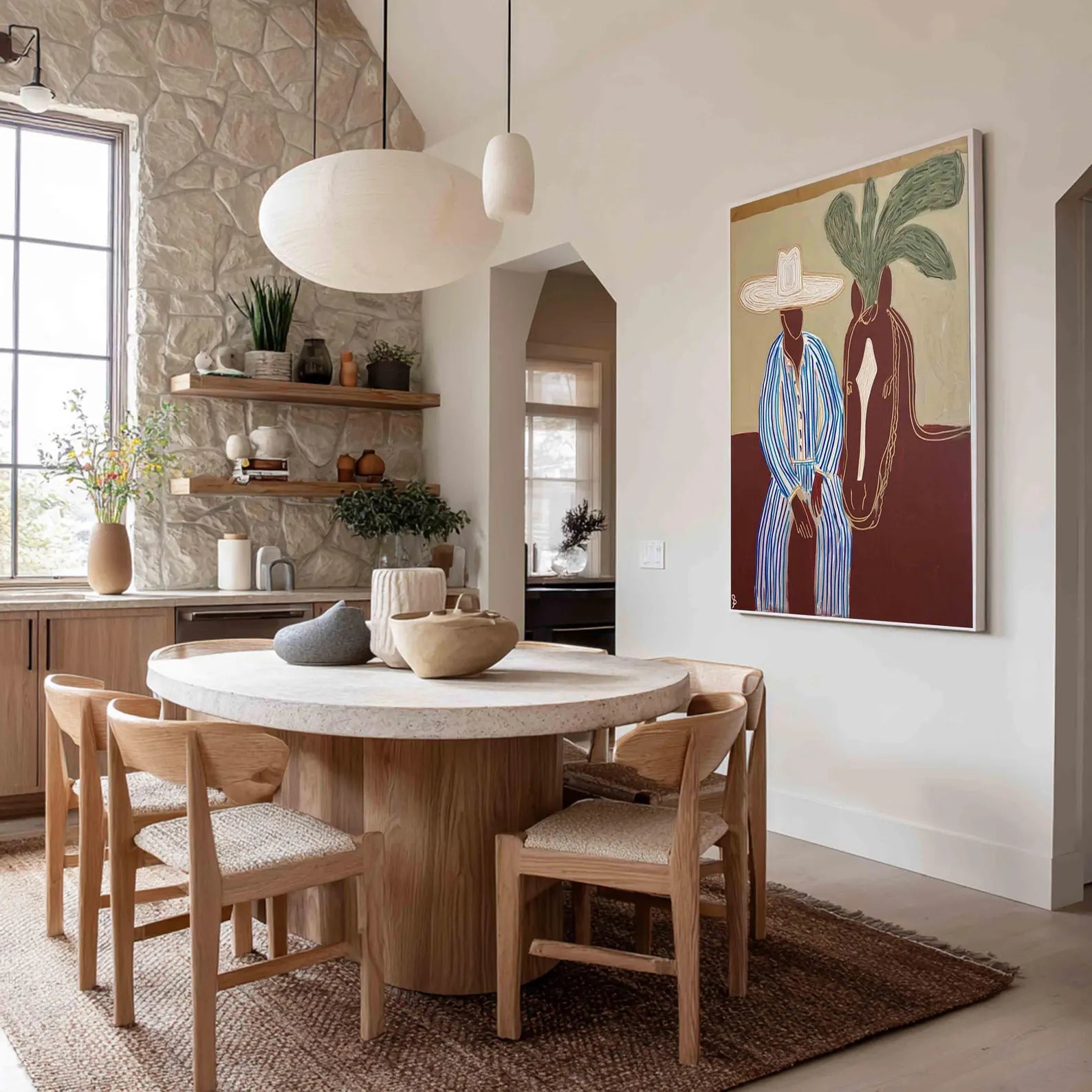 Vibrant Equestrian Duo | Striped Steed