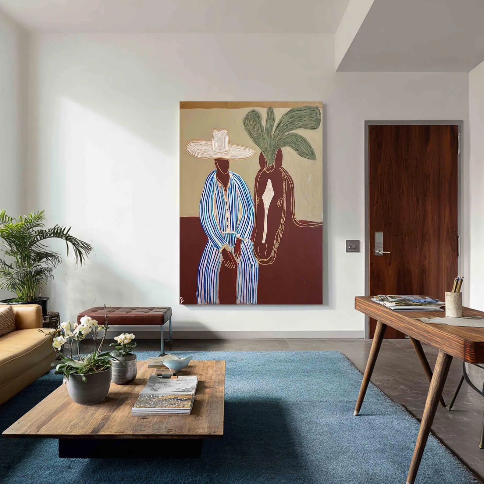 Vibrant Equestrian Duo | Striped Steed