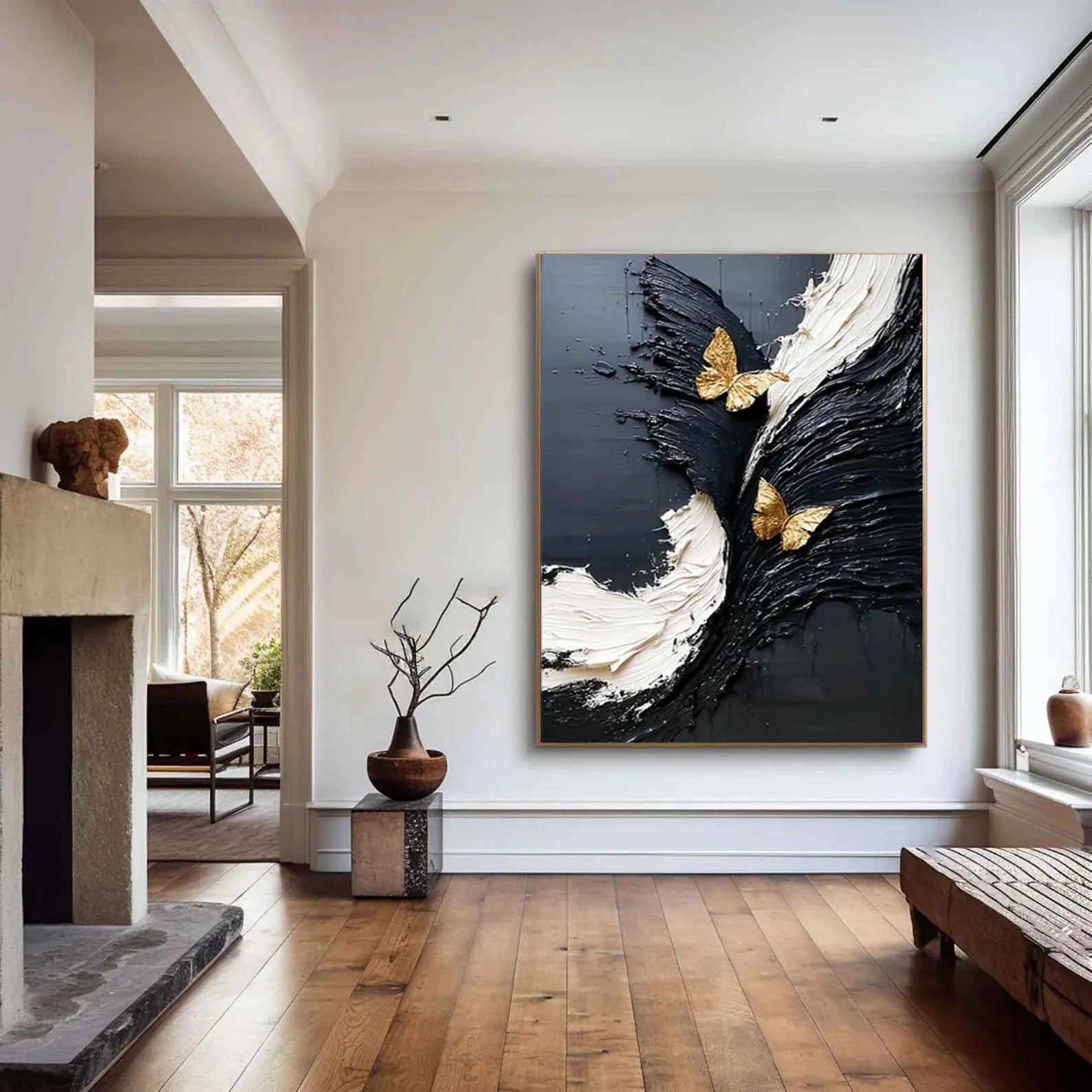 Textured Butterfly Opulence | Black Gold