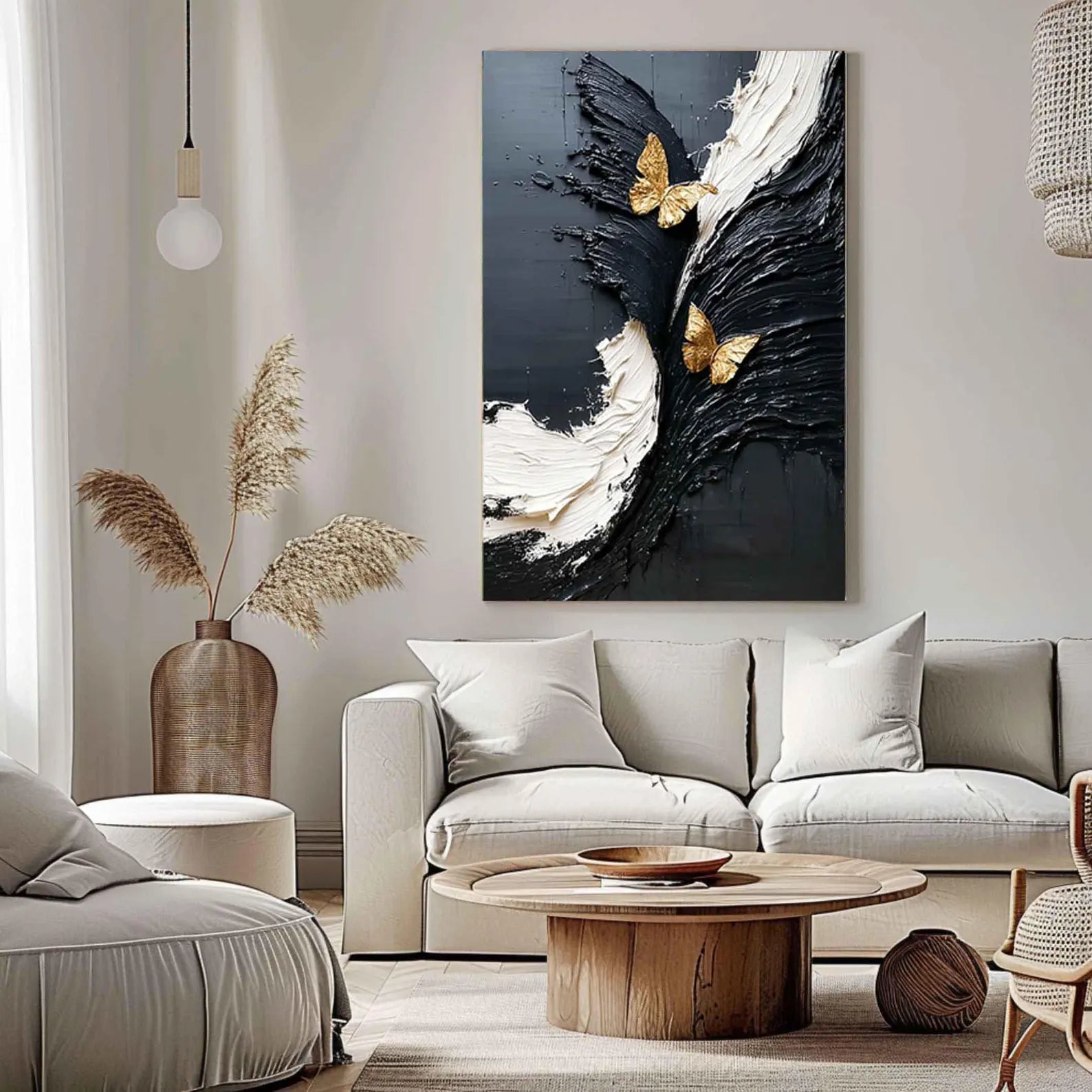 Textured Butterfly Opulence | Black Gold