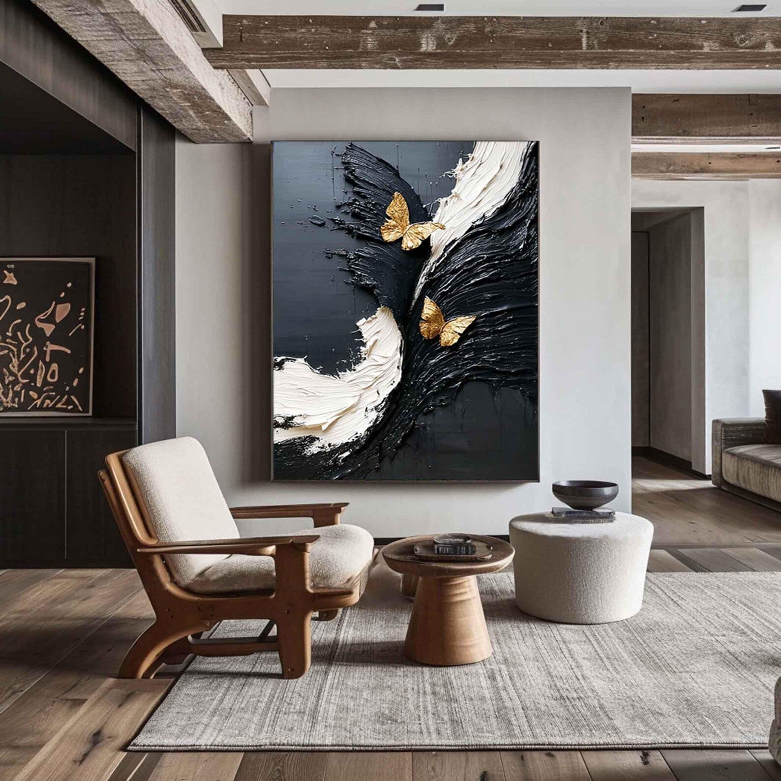 Textured Butterfly Opulence | Black Gold