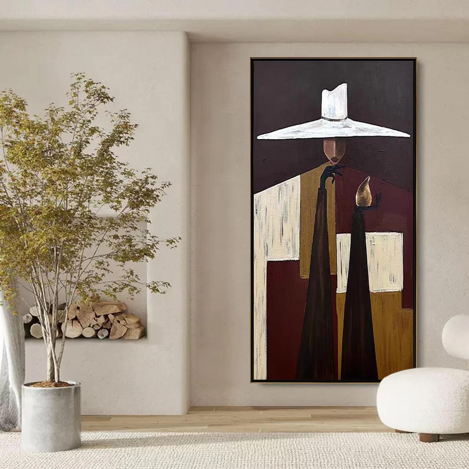 Textured Figural Sophistication | Burgundy White