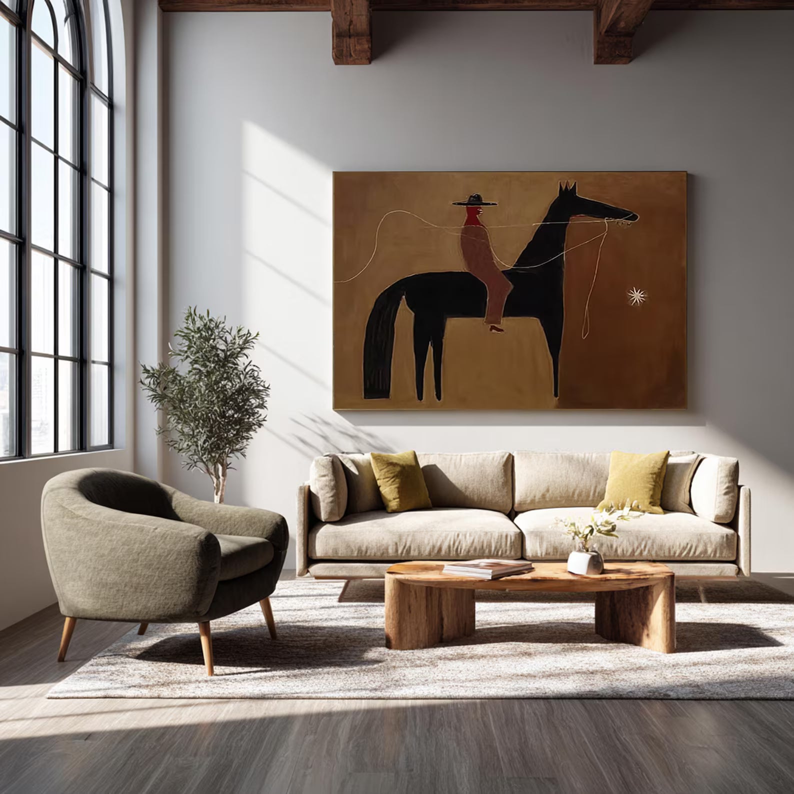 Stylized Equestrian Simplicity | Brown Rider