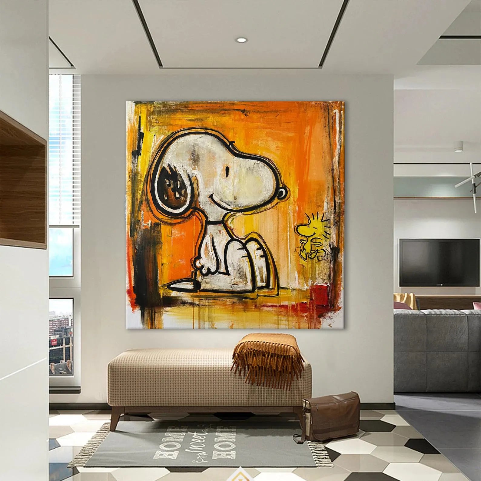 Textured Snoopy Duo | Orange Backdrop