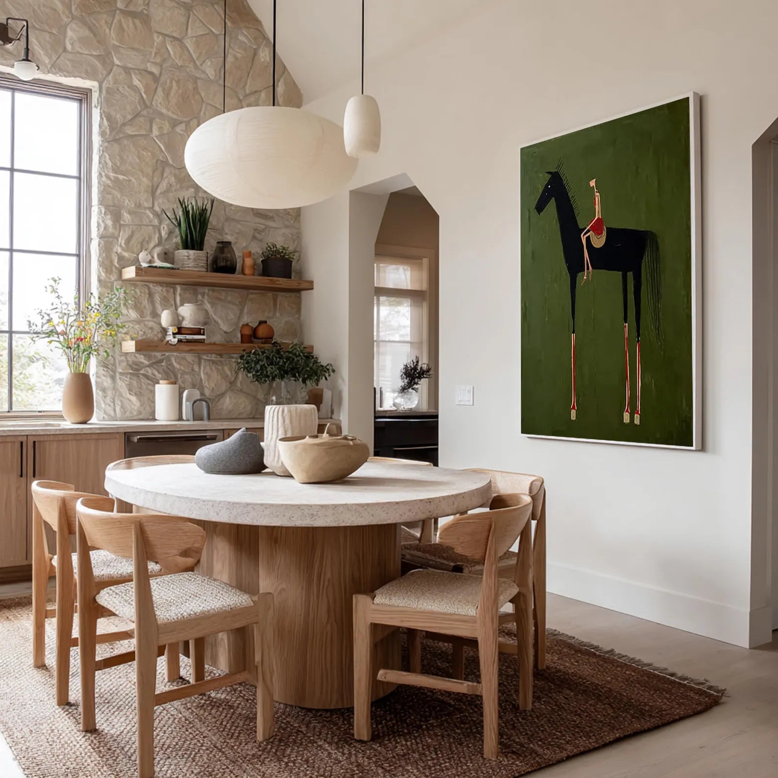 Textured Equestrian Whimsy | Green Steed