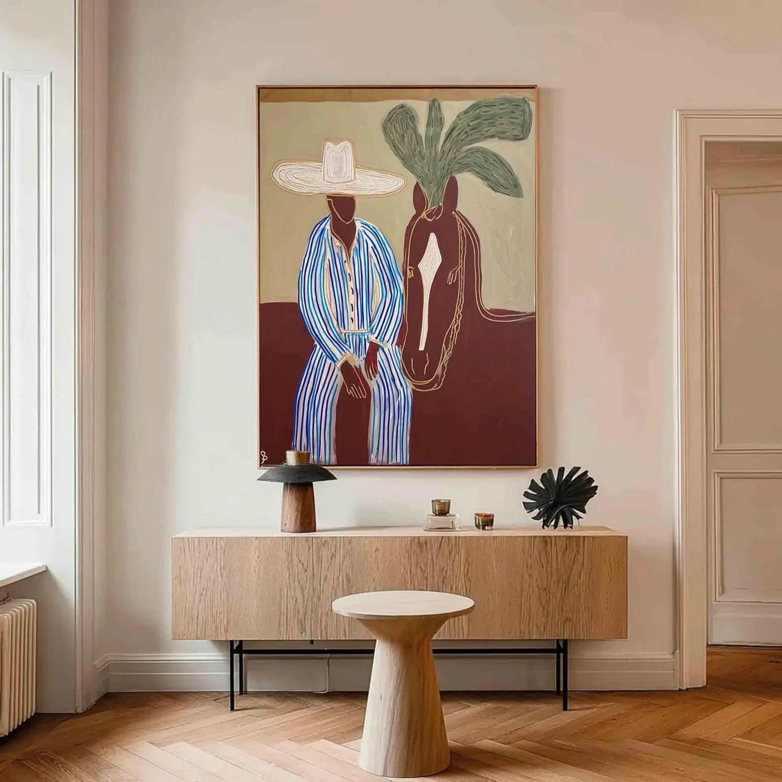 Vibrant Equestrian Duo | Striped Steed