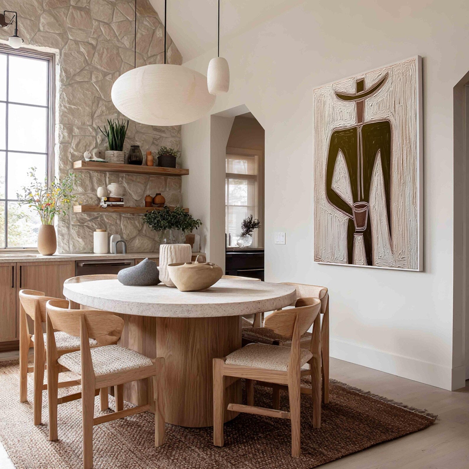 Textured Figure Minimalism | Brown Accent