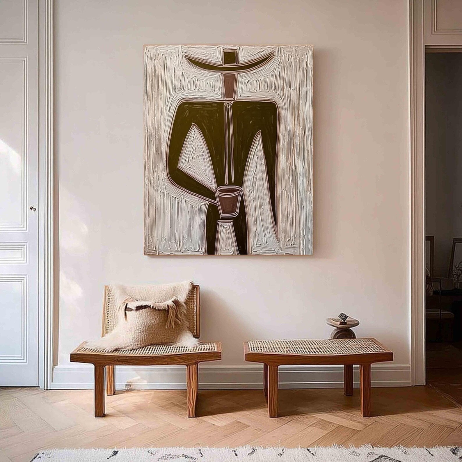 Textured Figure Minimalism | Brown Accent