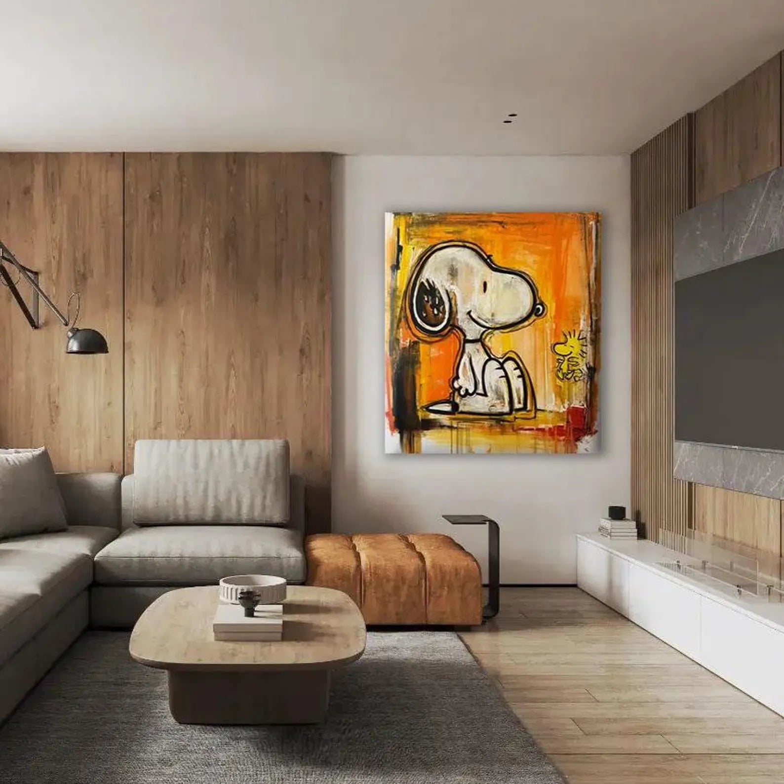 Textured Snoopy Duo | Orange Backdrop