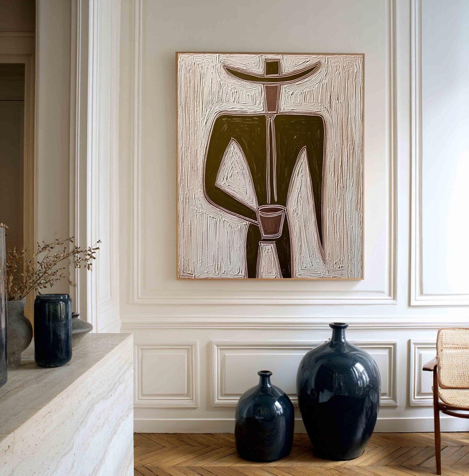 Textured Figure Minimalism | Brown Accent