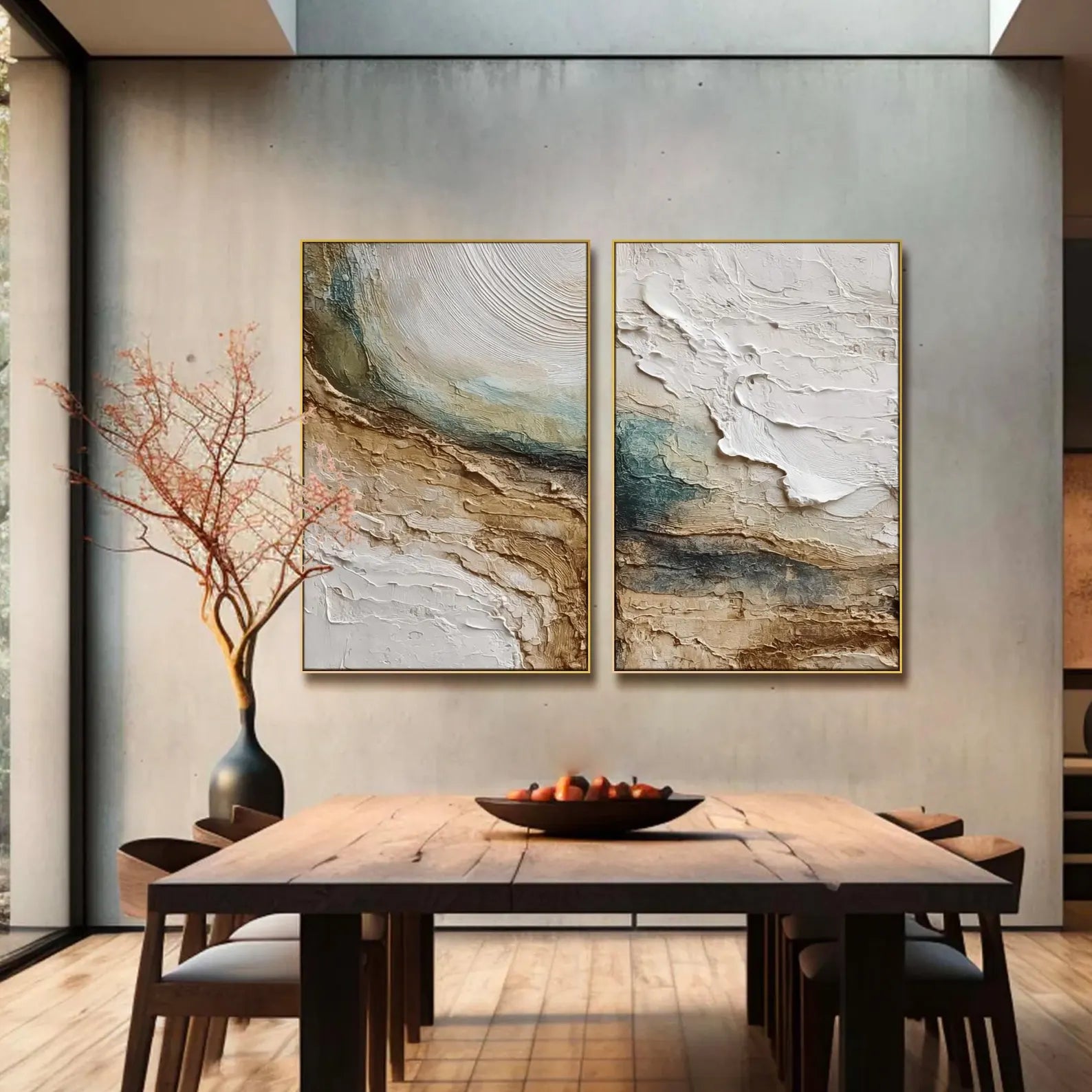 Layered Earth Tones | Abstract Diptych