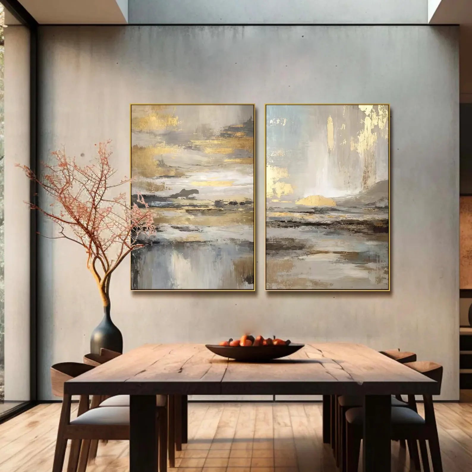 Ethereal Gold Landscape | Grey Horizon