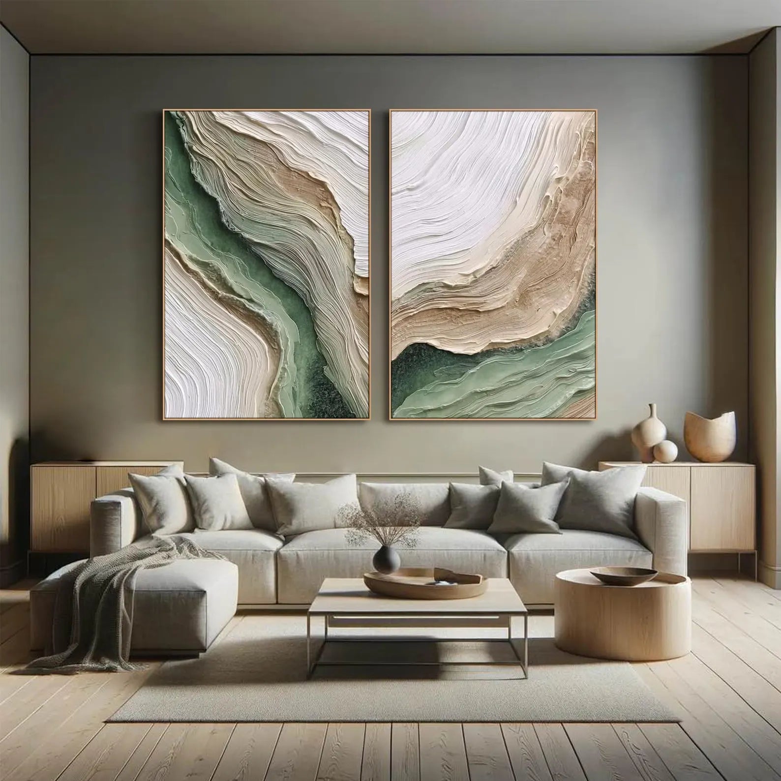 Organic Textured Waves | Sage Green