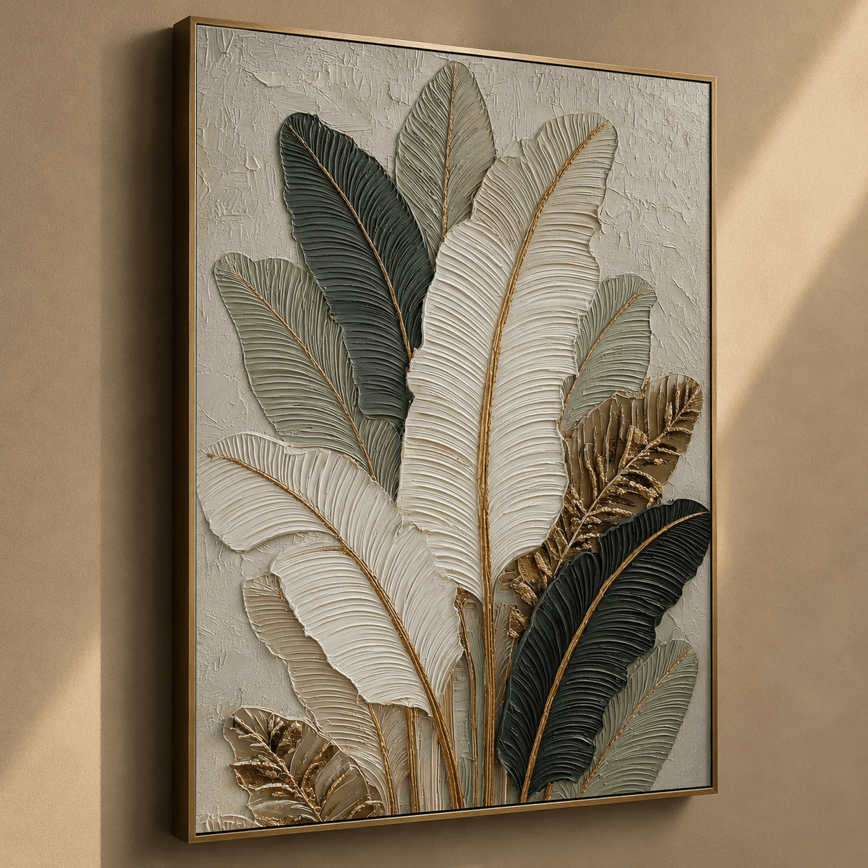 3D-Textured Art | Gilded Palm Fronds