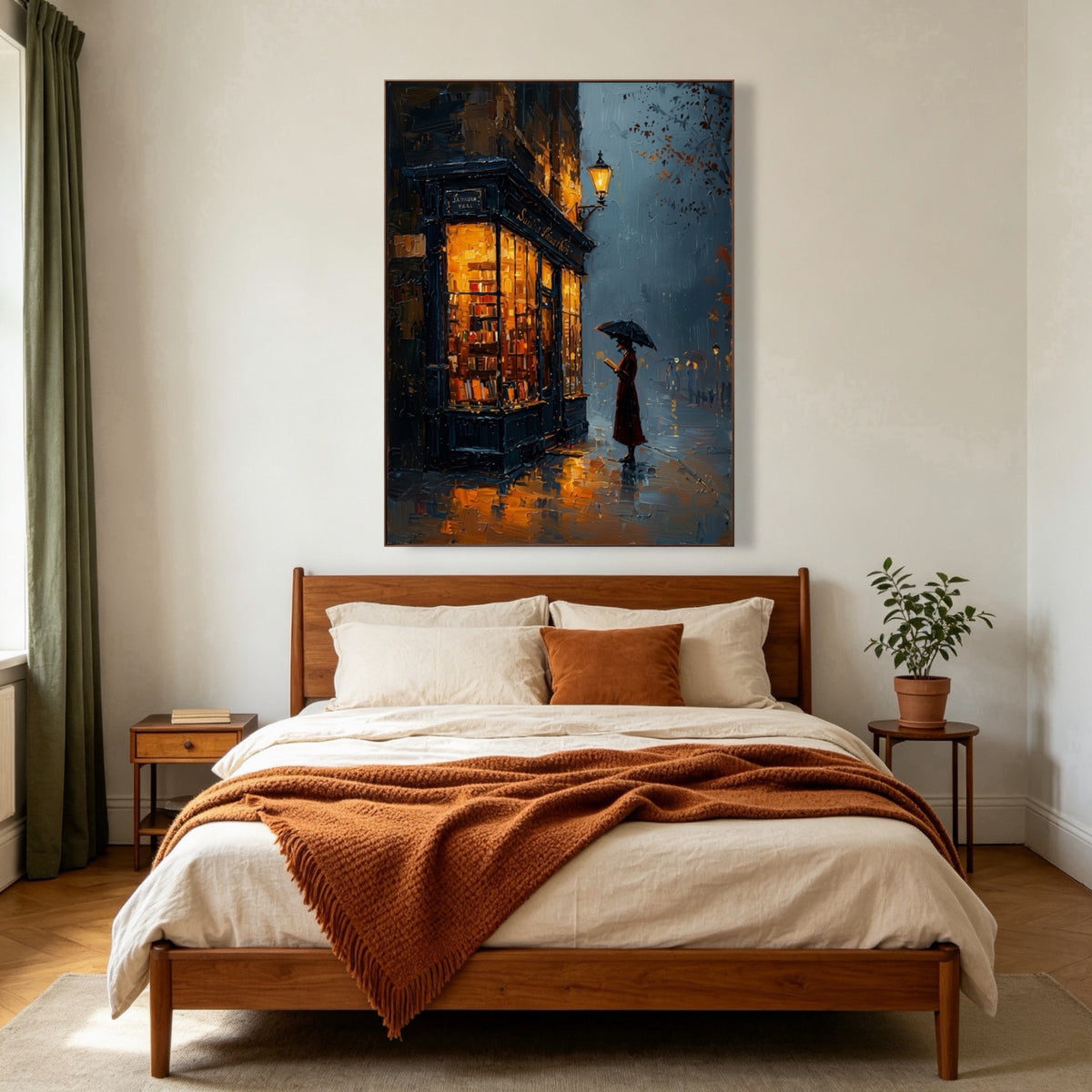 Lamplight Through Rain — vertical landscape art, view 4