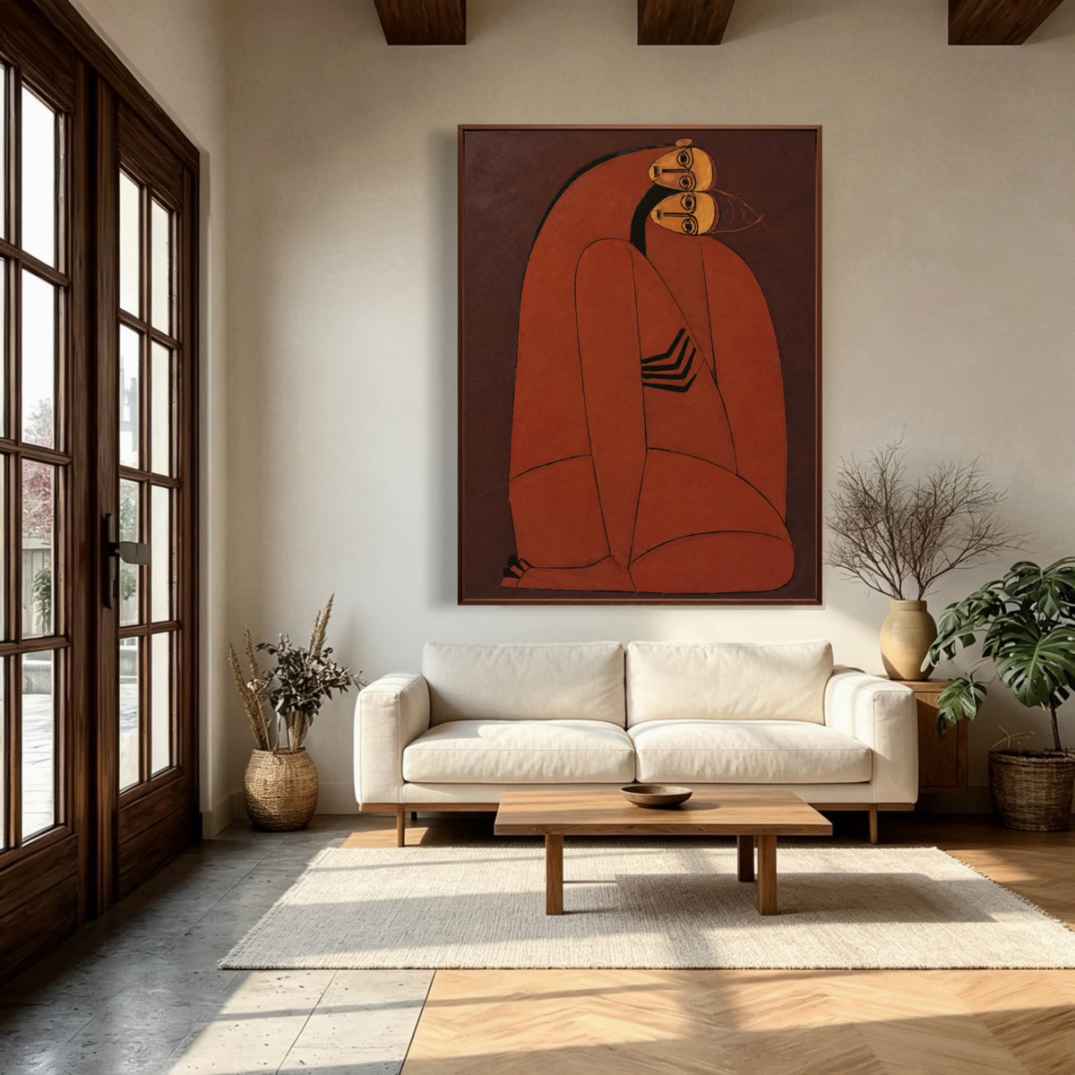 Leaning Into Closeness — vertical folk & whimsical figure art, view 3