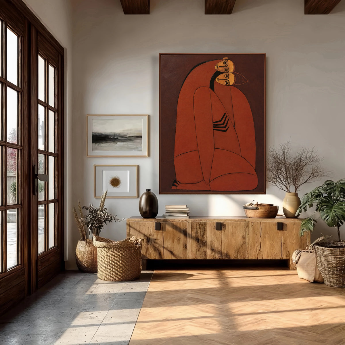 Leaning Into Closeness — vertical folk & whimsical figure art, view 5