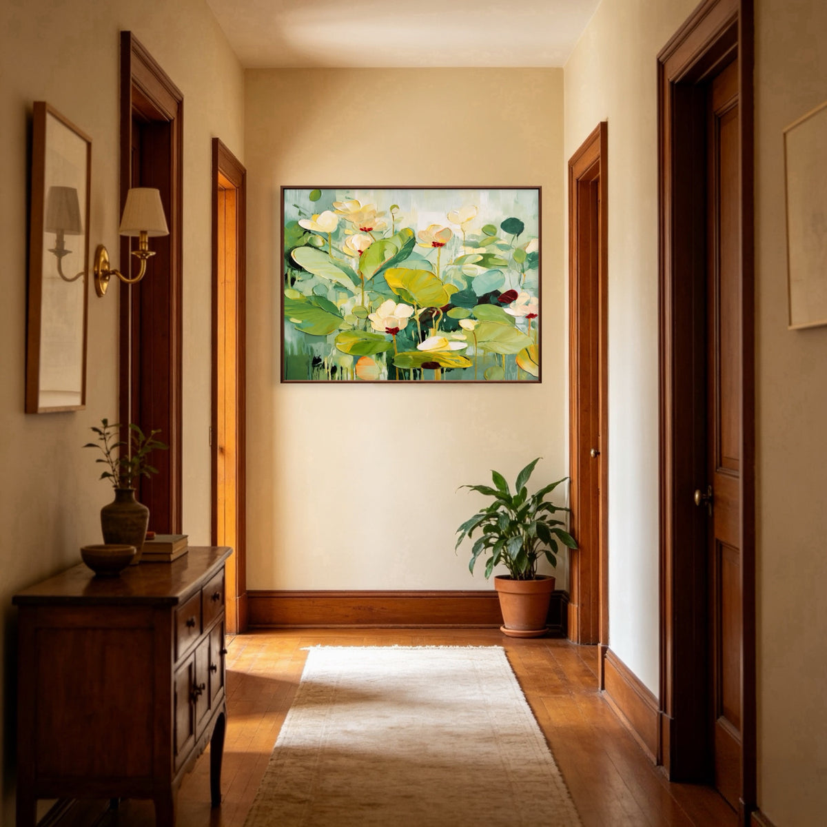 Lotus Pond Morning oil painting room view 3