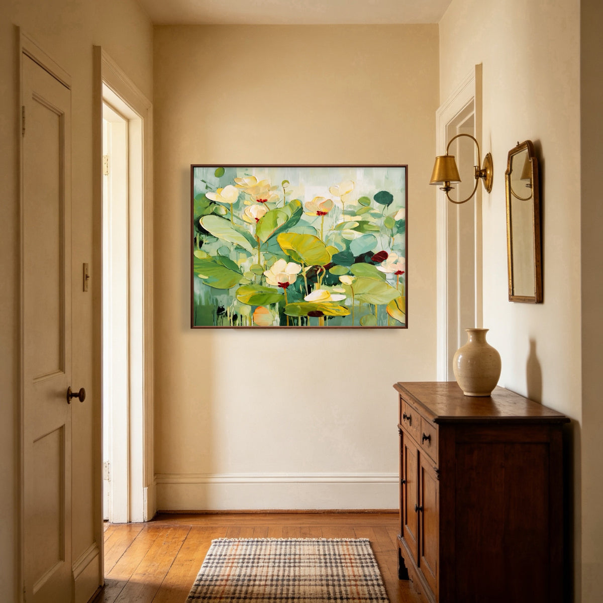 Lotus Pond Morning oil painting room view 4