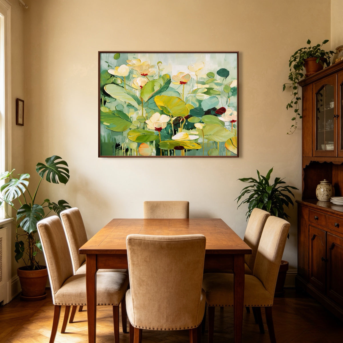 Lotus Pond Morning oil painting room view 5