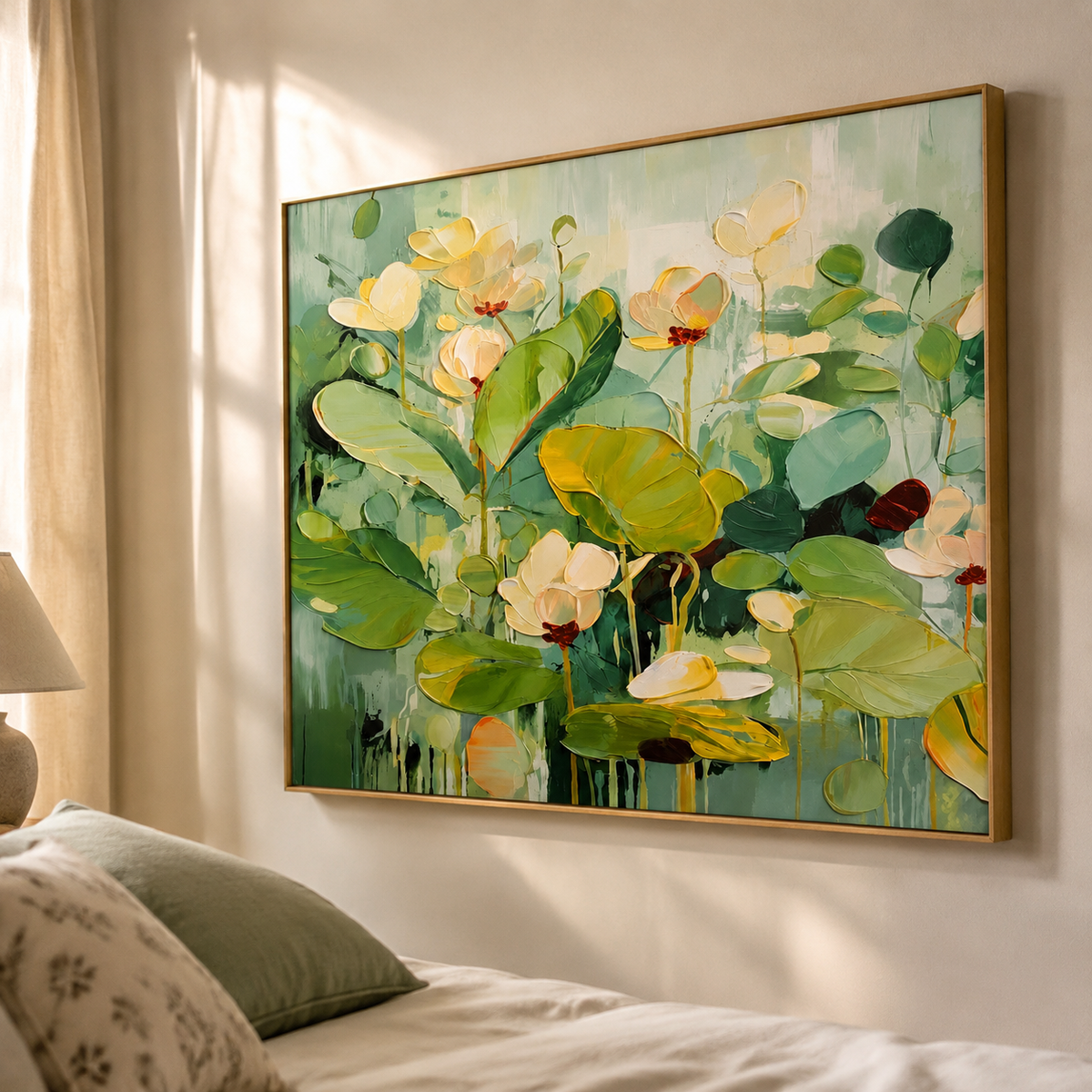 Lotus Pond Morning oil painting room view 6