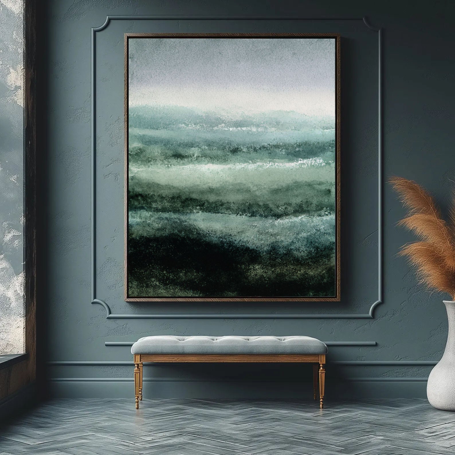 Teal Waves Abstract Art | Calm Depth